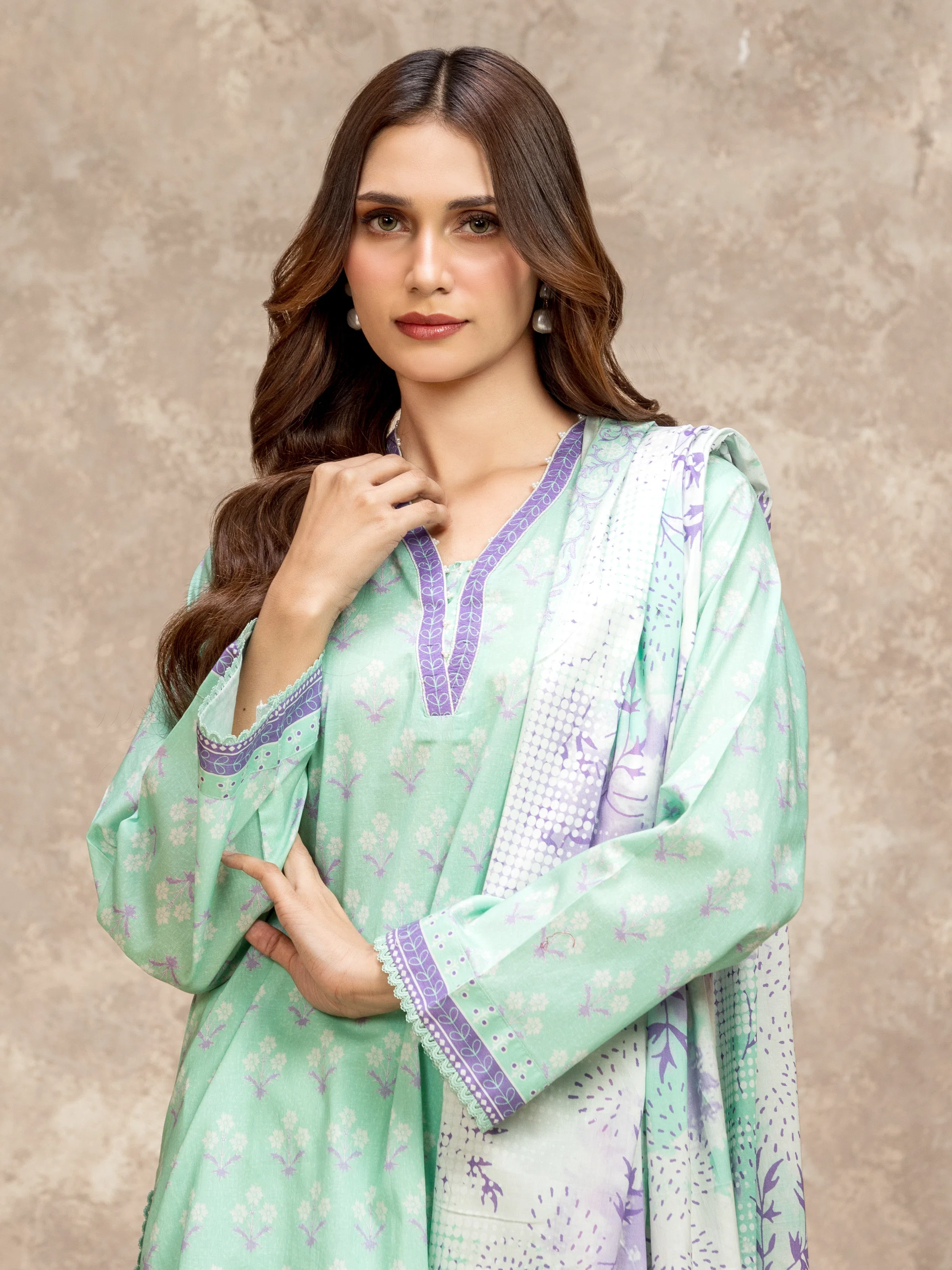 Printed Lawn Suit - EWU6A1-36526-3P - Image 2