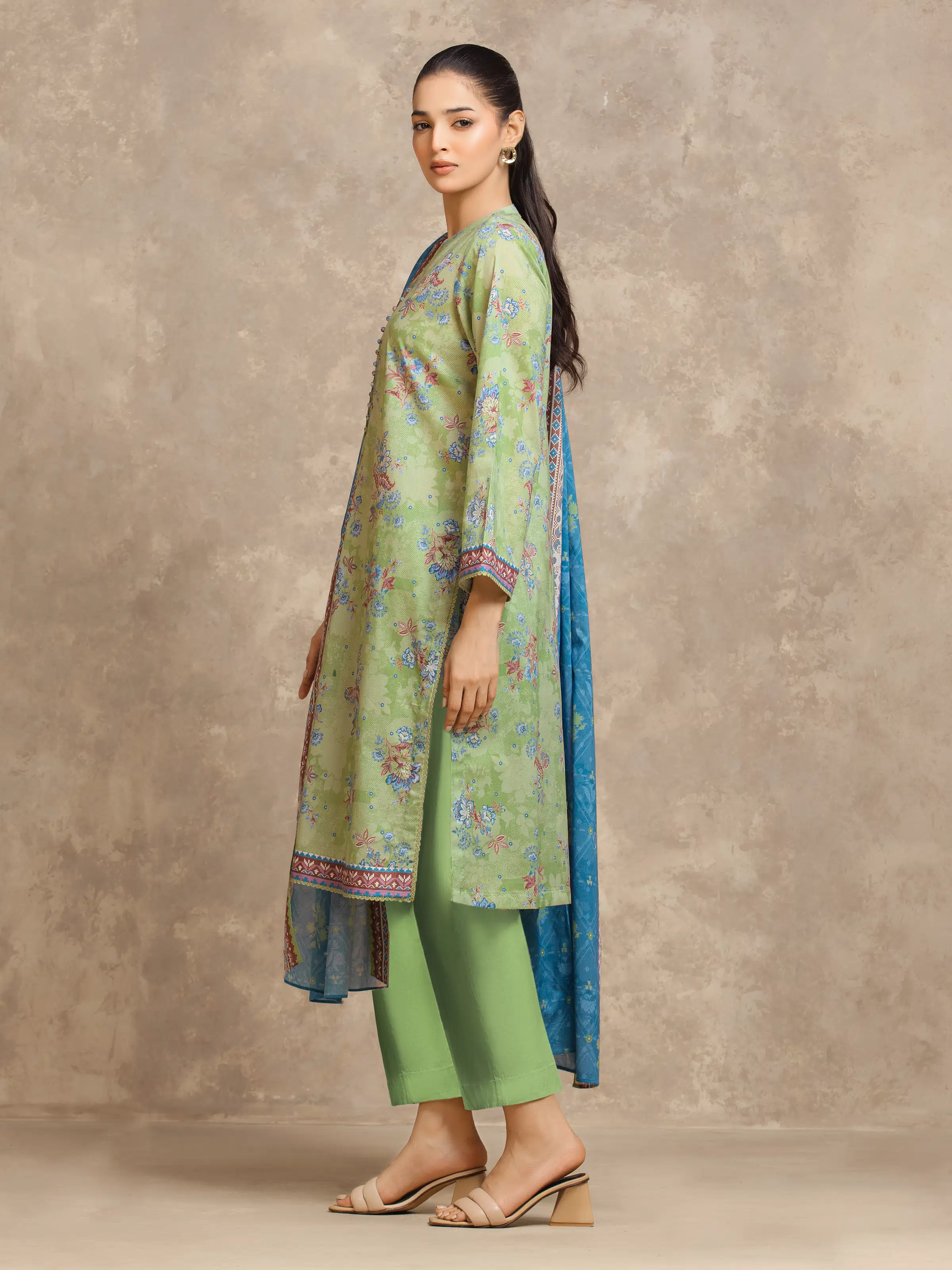 Printed Lawn Suit - EWU6A1-36545-3P - Image 5