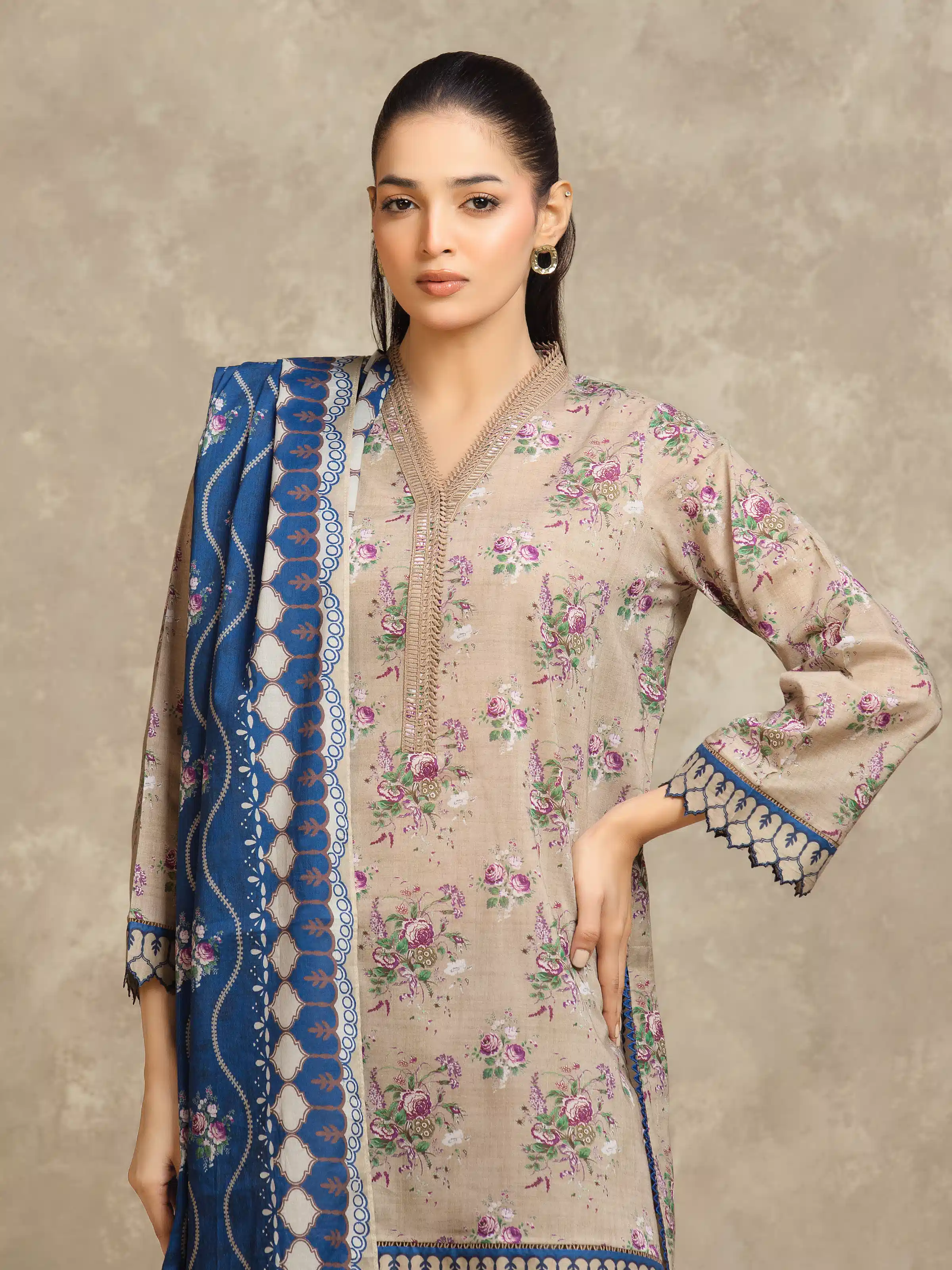 Printed Lawn Suit - EWU6A1-36558-3P - Image 2
