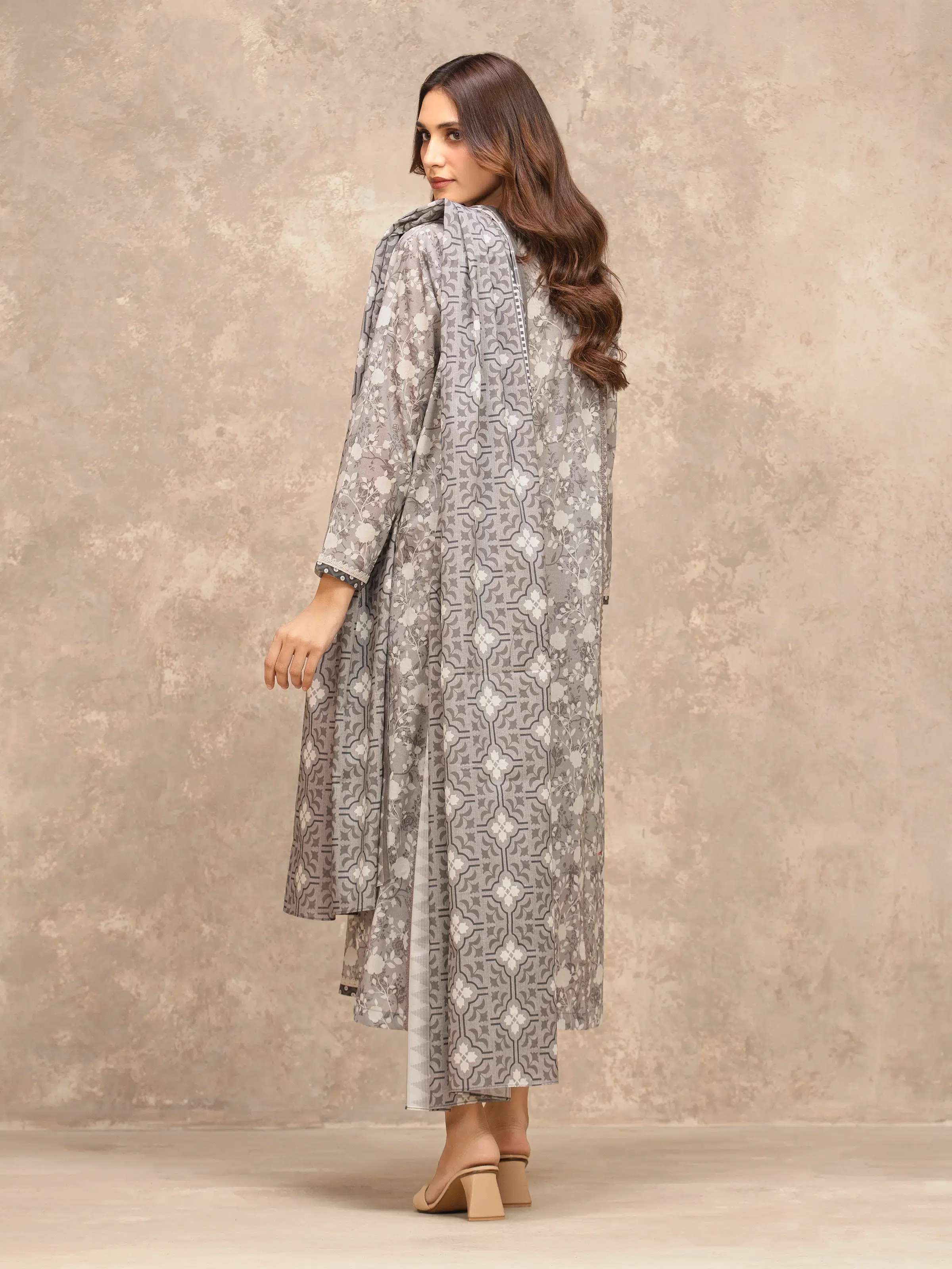 Printed Lawn Suit - EWU6A1-36564-3P - Image 5