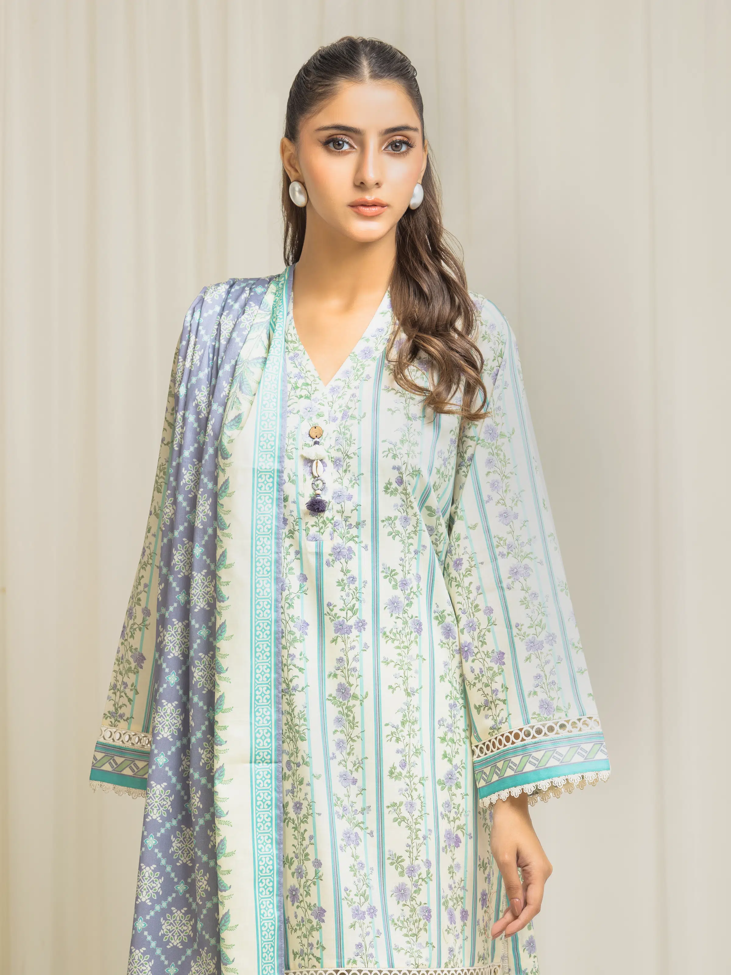 Printed Lawn Suit - EWU6A1-36568-3P - Image 2