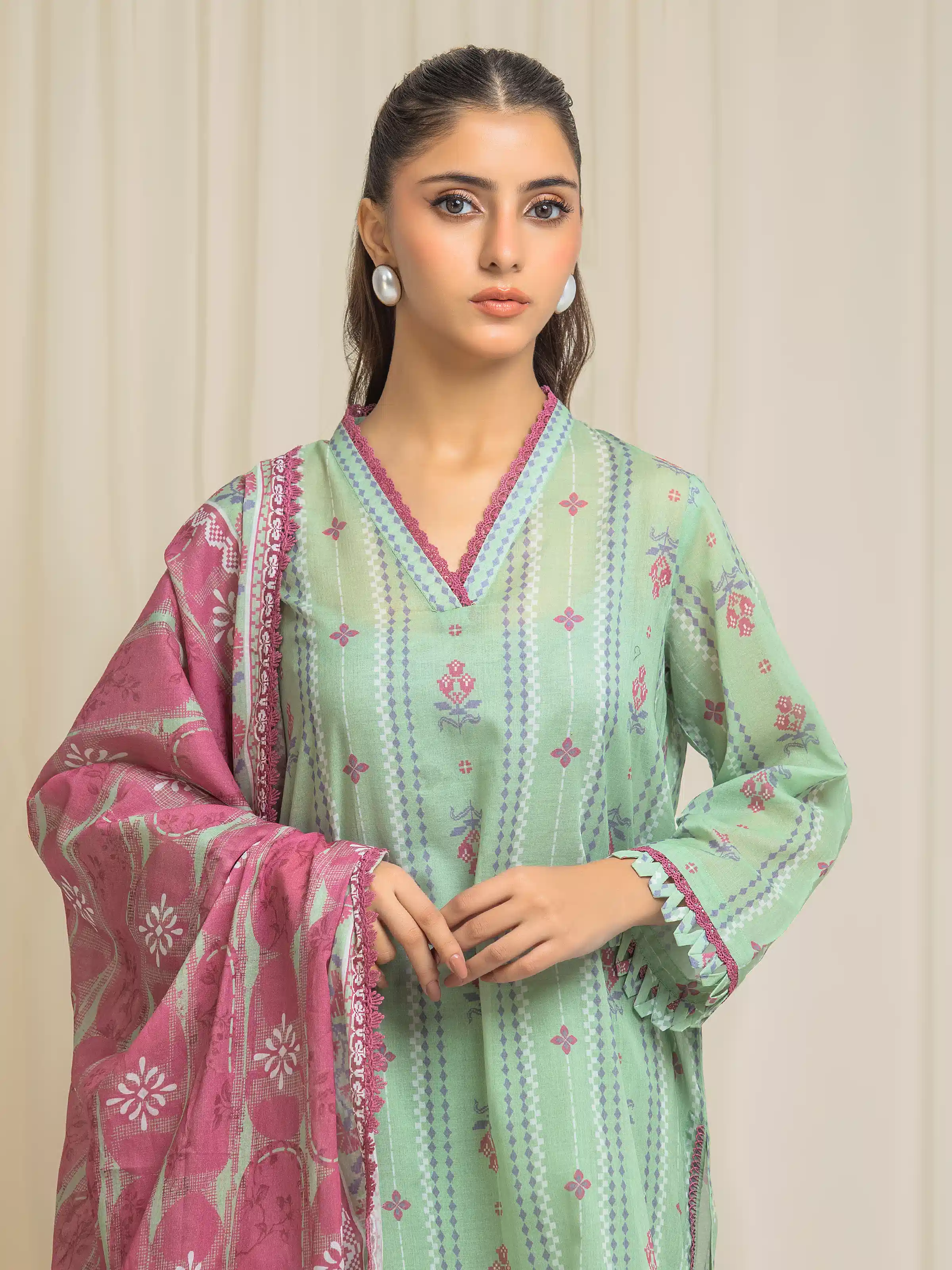 Printed Lawn Suit - EWU6A1-36576-3P - Image 2