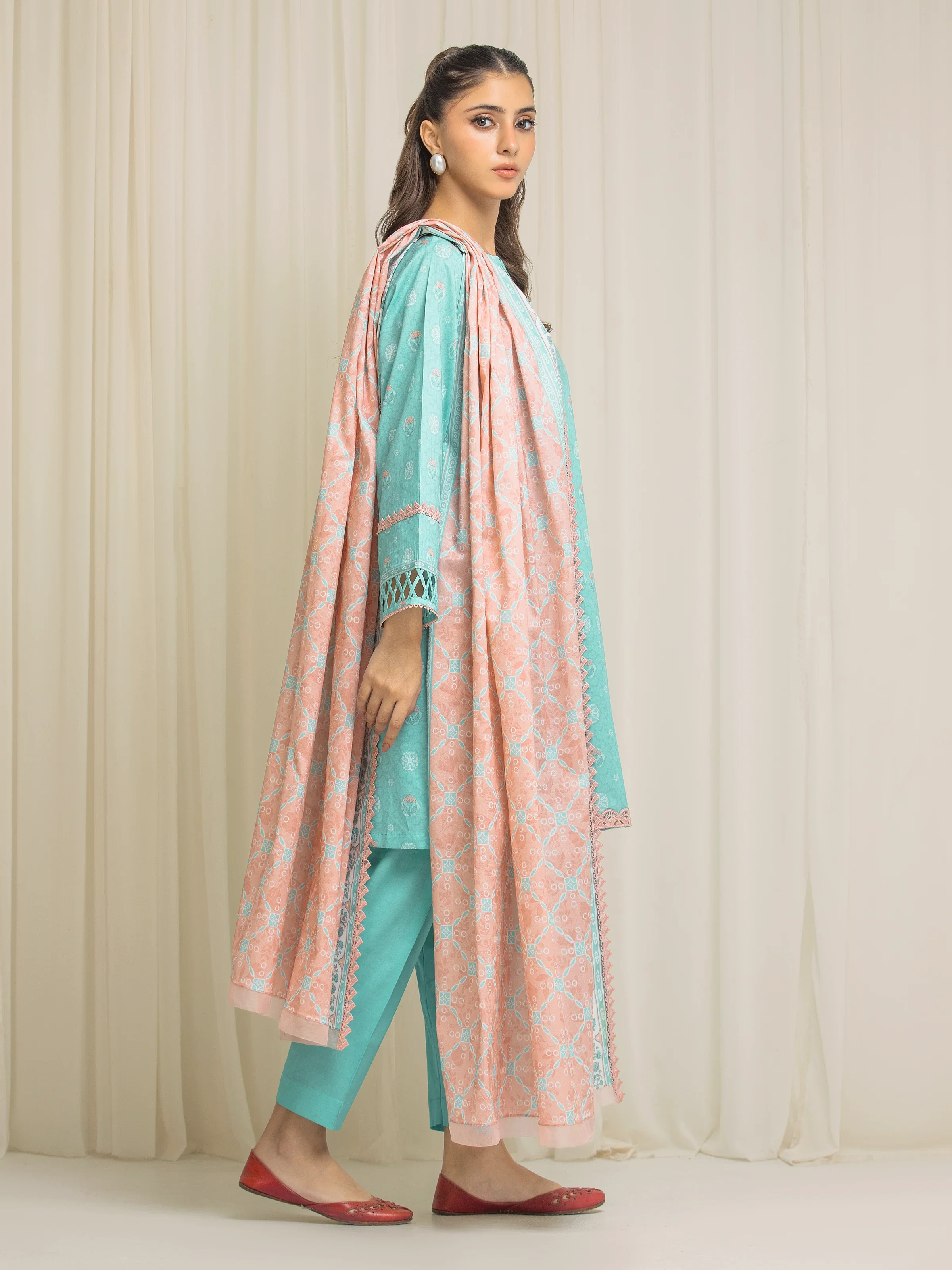 Printed Lawn Suit - EWU6A1-36577-3P - Image 5