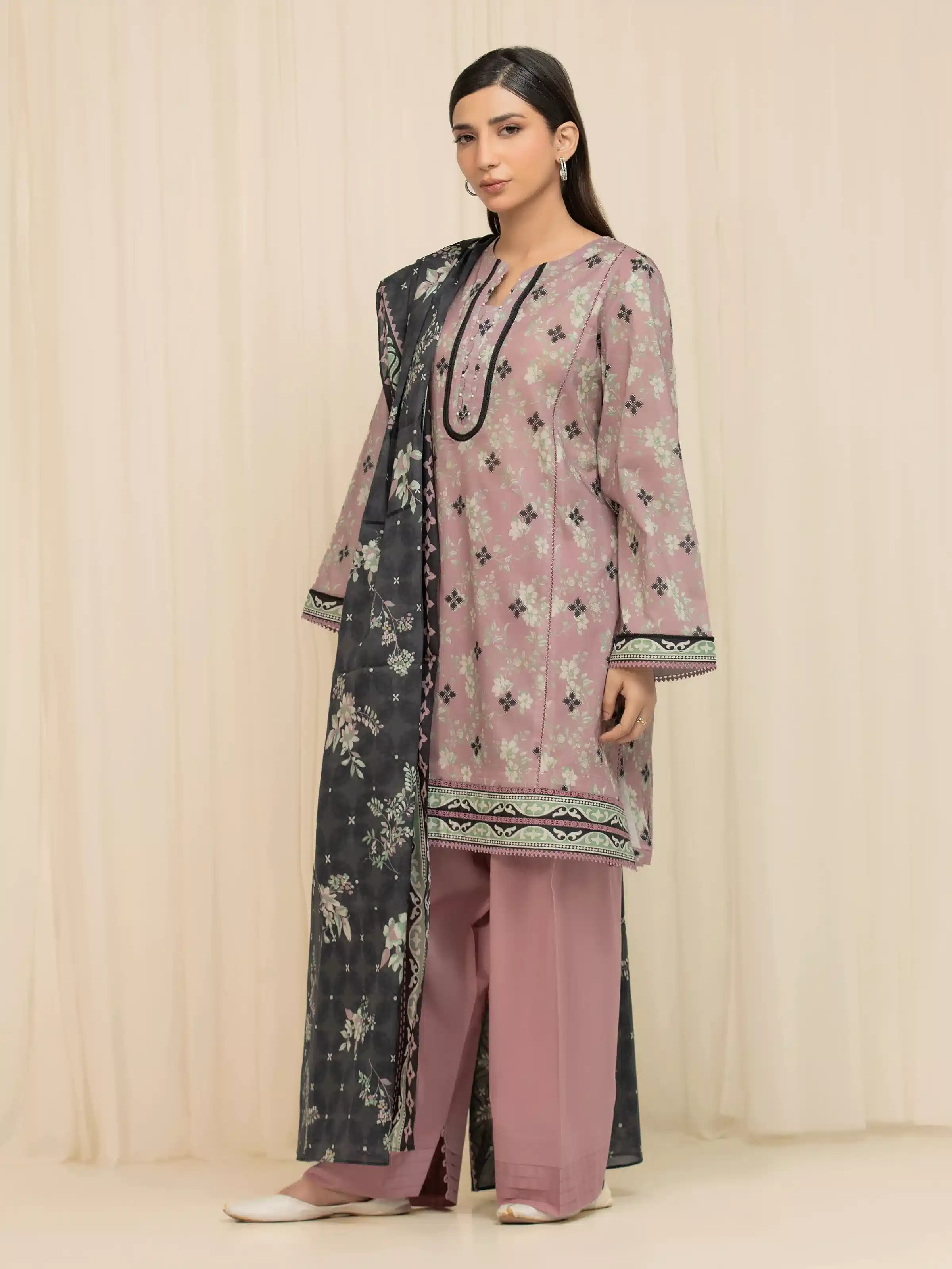 Printed Lawn Suit - EWU6A1-36657-3P - Image 5