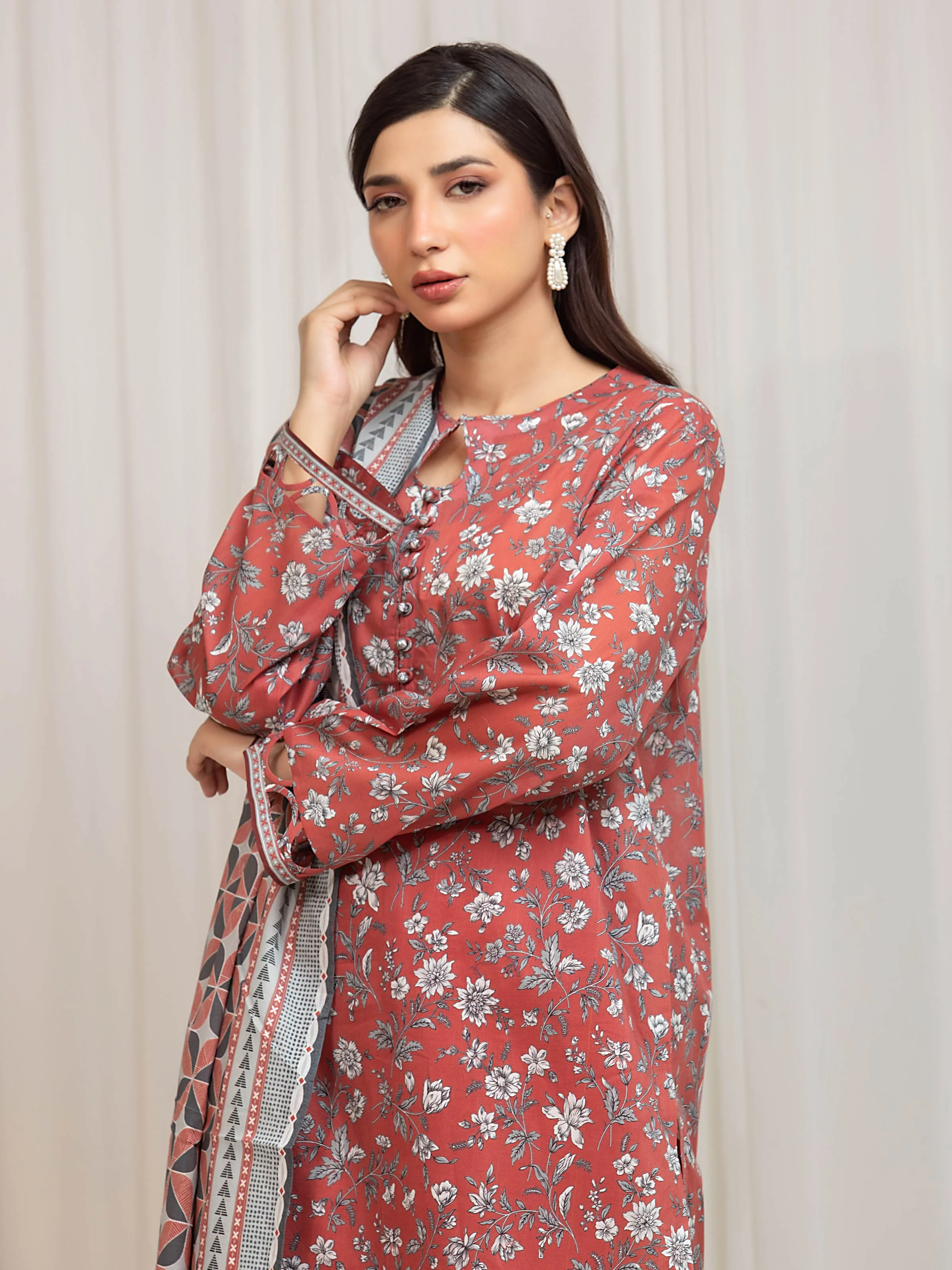 Printed Lawn Suit - EWU6A1-36665-3P - Image 2