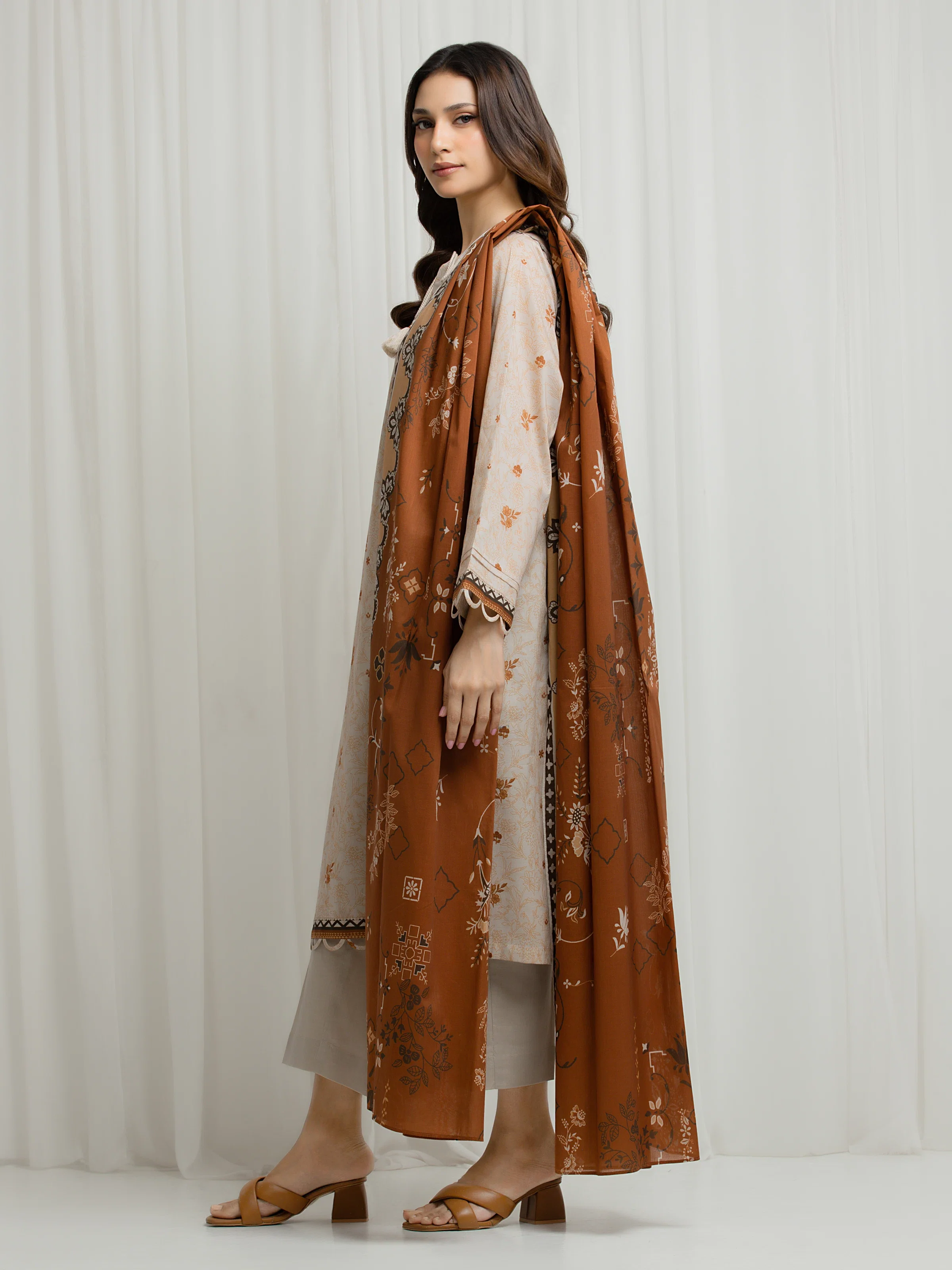 Printed Lawn Suit - EWU6A1-36685-3P - Image 5