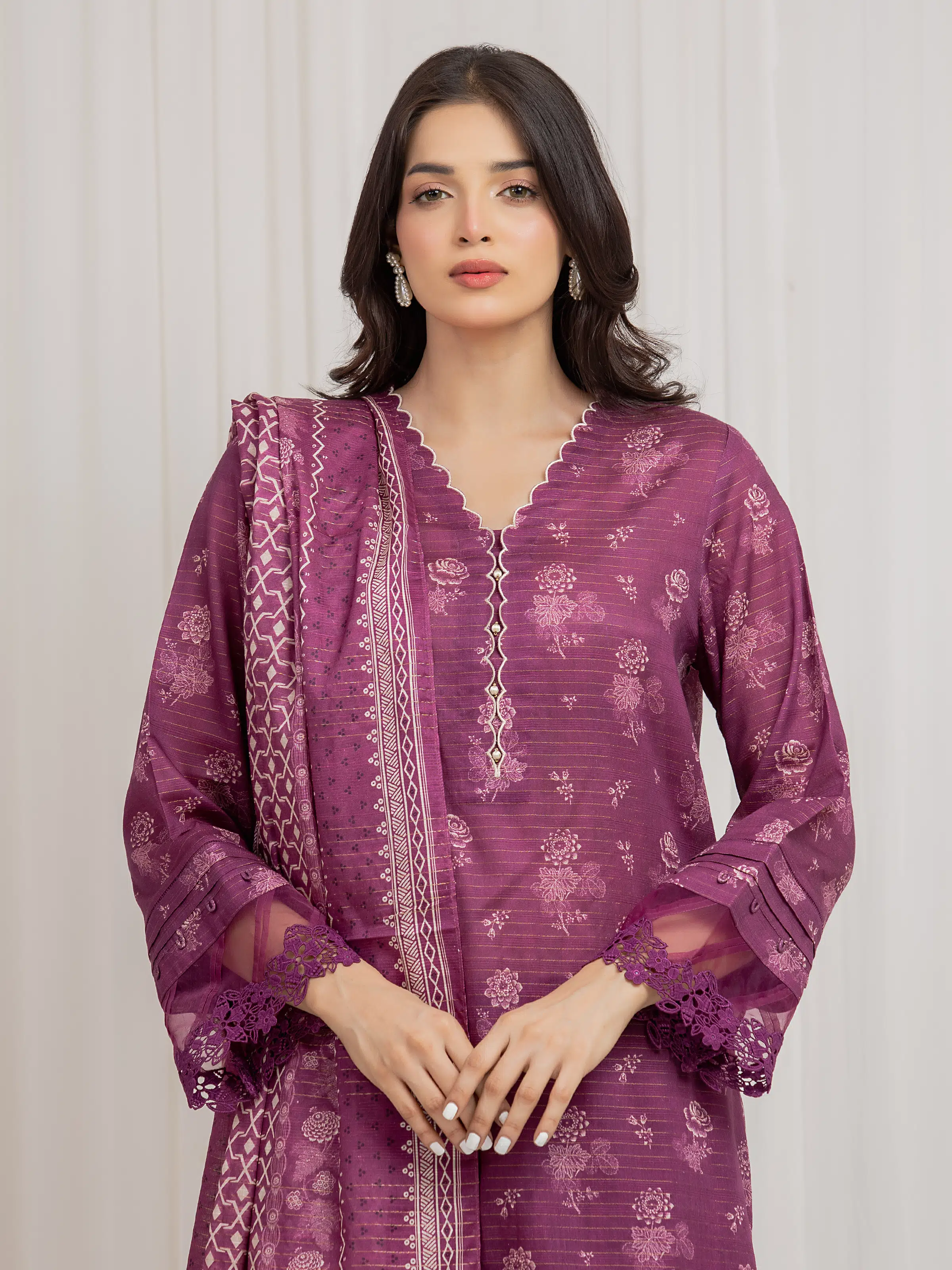 Printed Zari Lawn Suit - EWU6M6-003-3P - Image 2