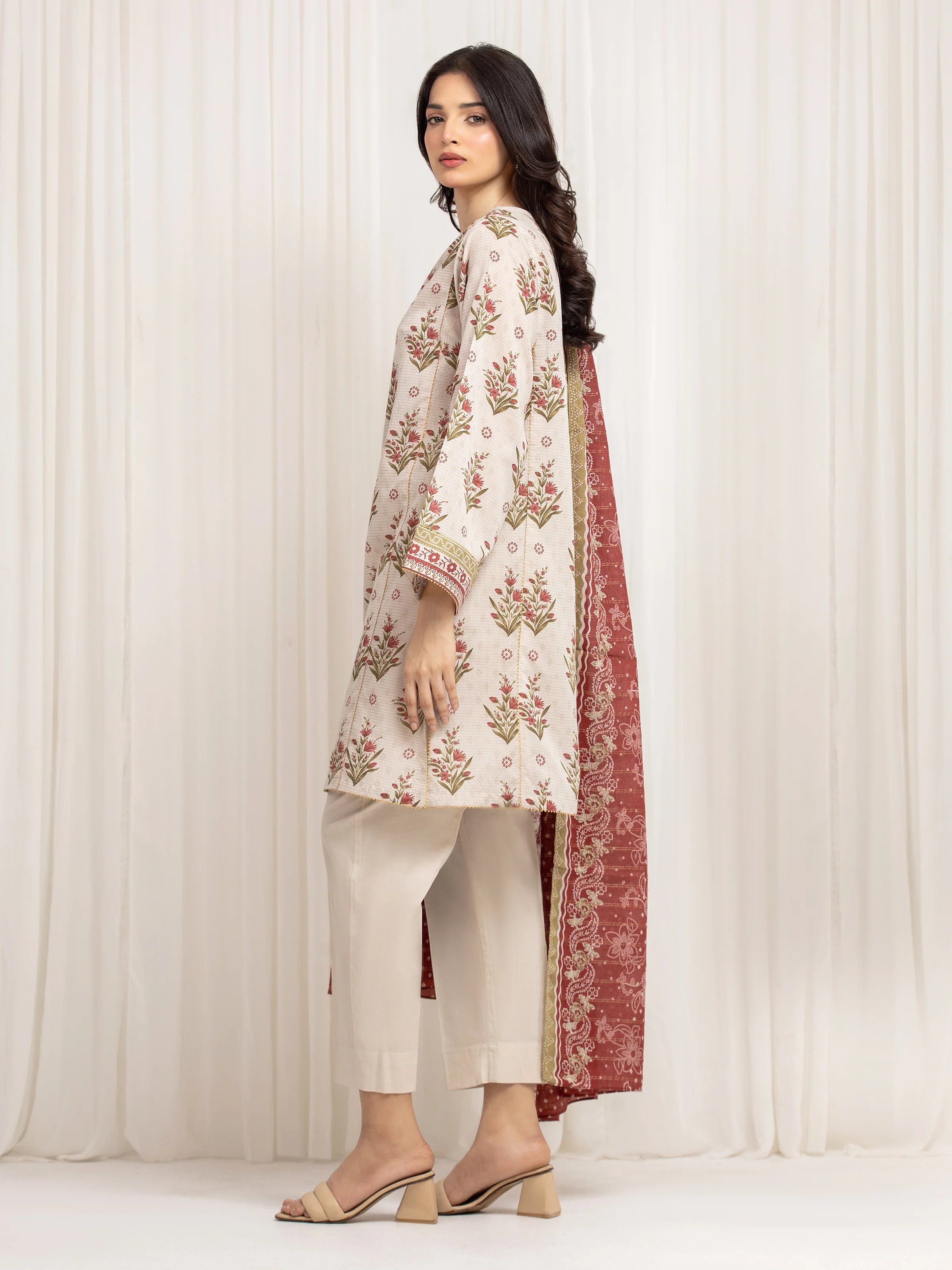 Printed Zari Lawn Suit - EWU6M6-010-3P - Image 5