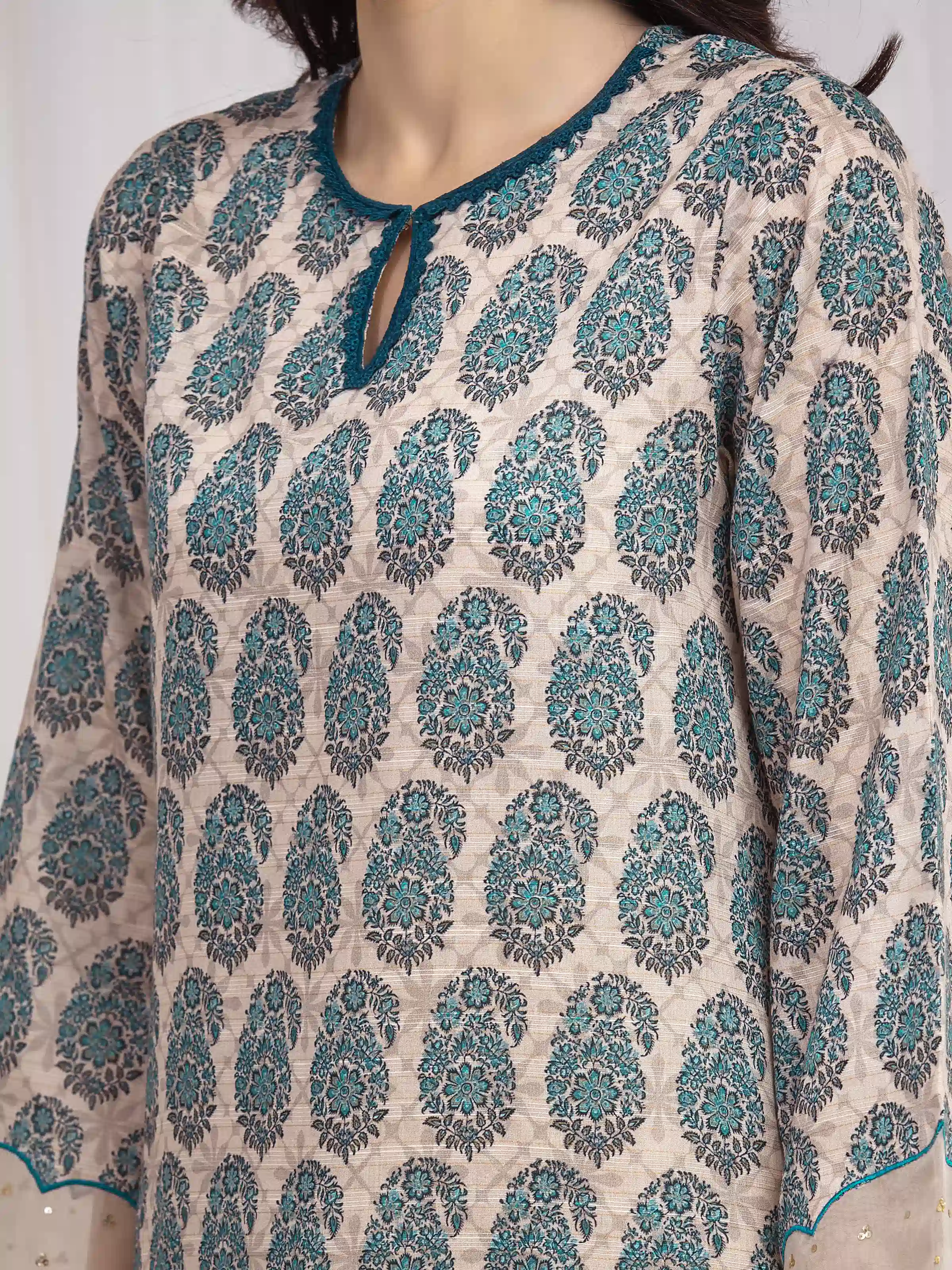 Printed Zari Lawn Suit - EWU6M6-012-3P - Image 3