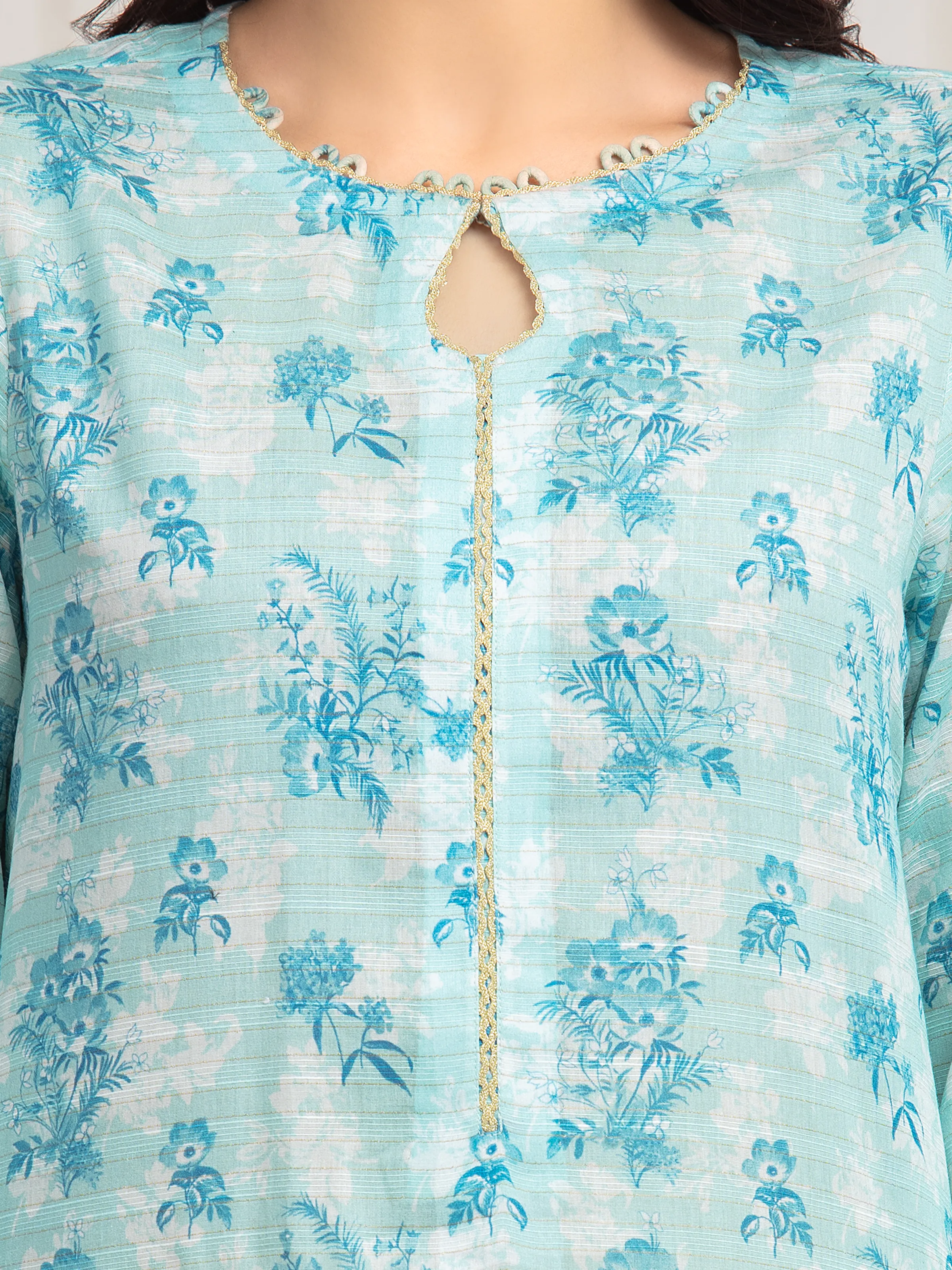 Printed Zari Lawn Suit - EWU6M6-013-3P - Image 3