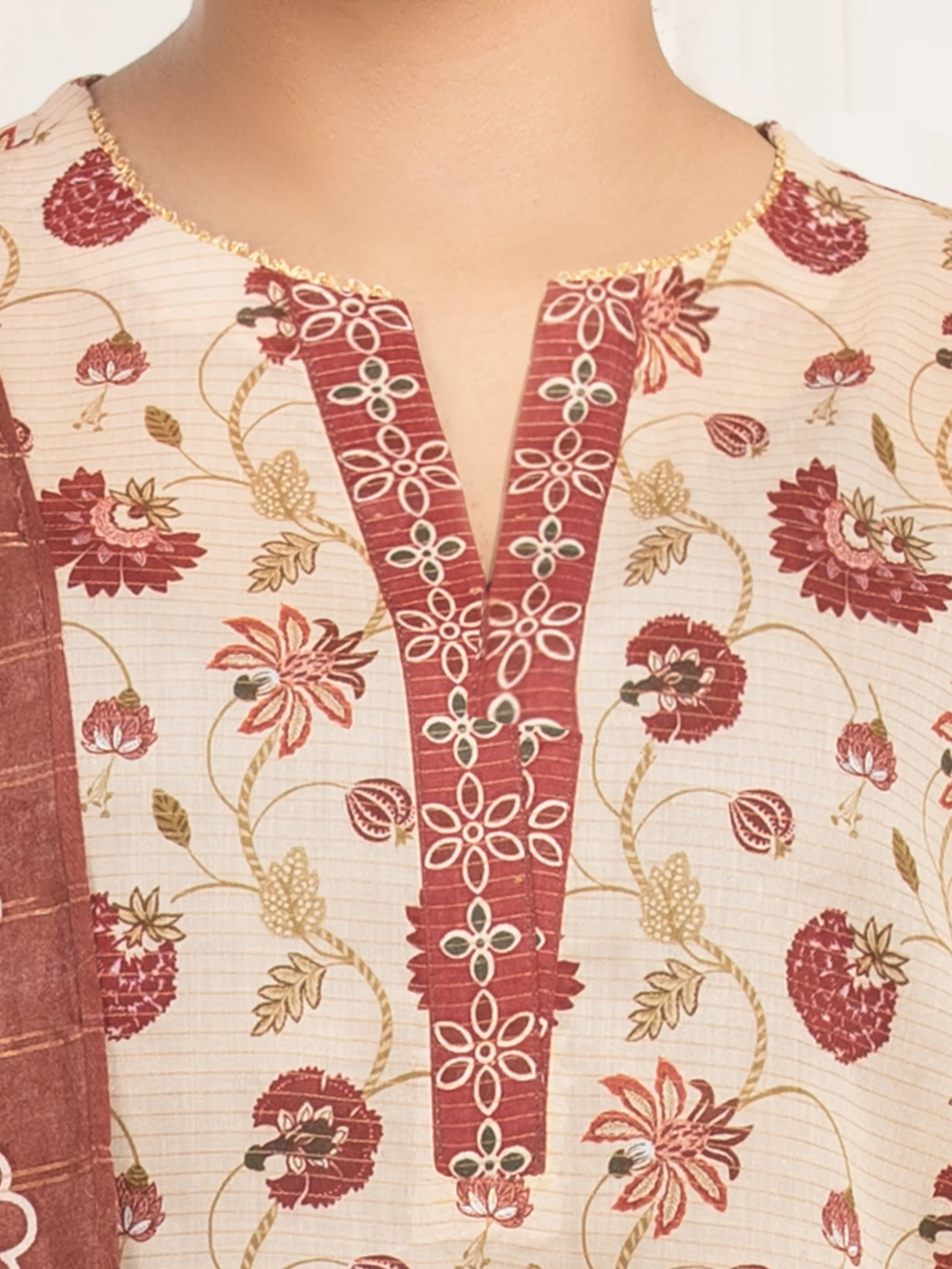 Printed Zari Lawn Suit - EWU6M6-014-3P - Image 3