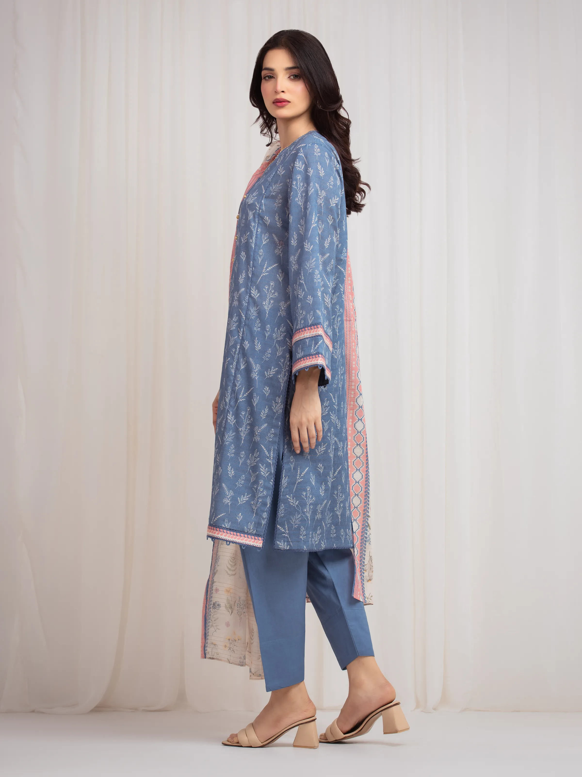 Printed Zari Lawn Suit - EWU6M6-015-3P - Image 5