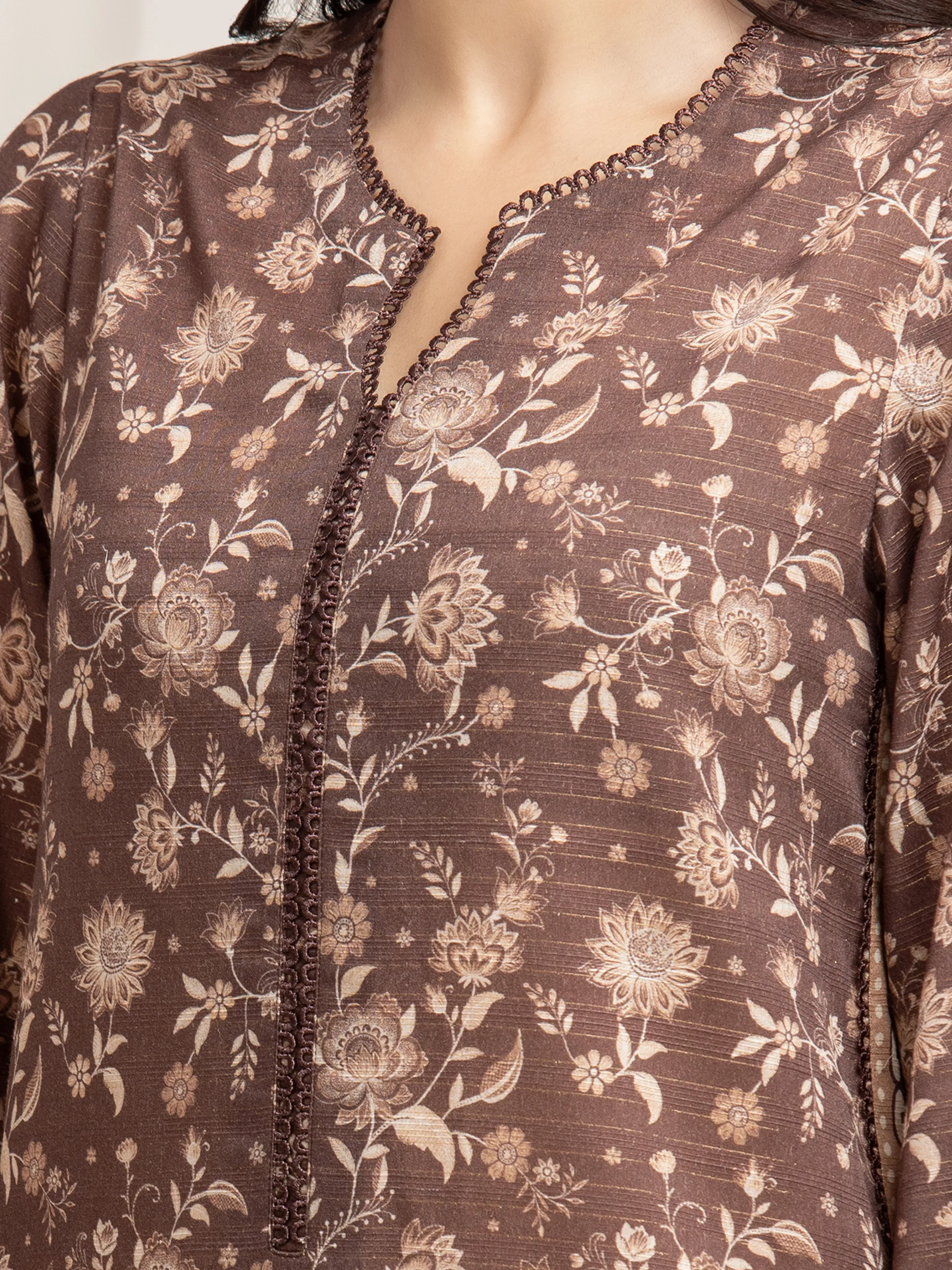 Printed Zari Lawn Suit - EWU6M6-025-3P - Image 3