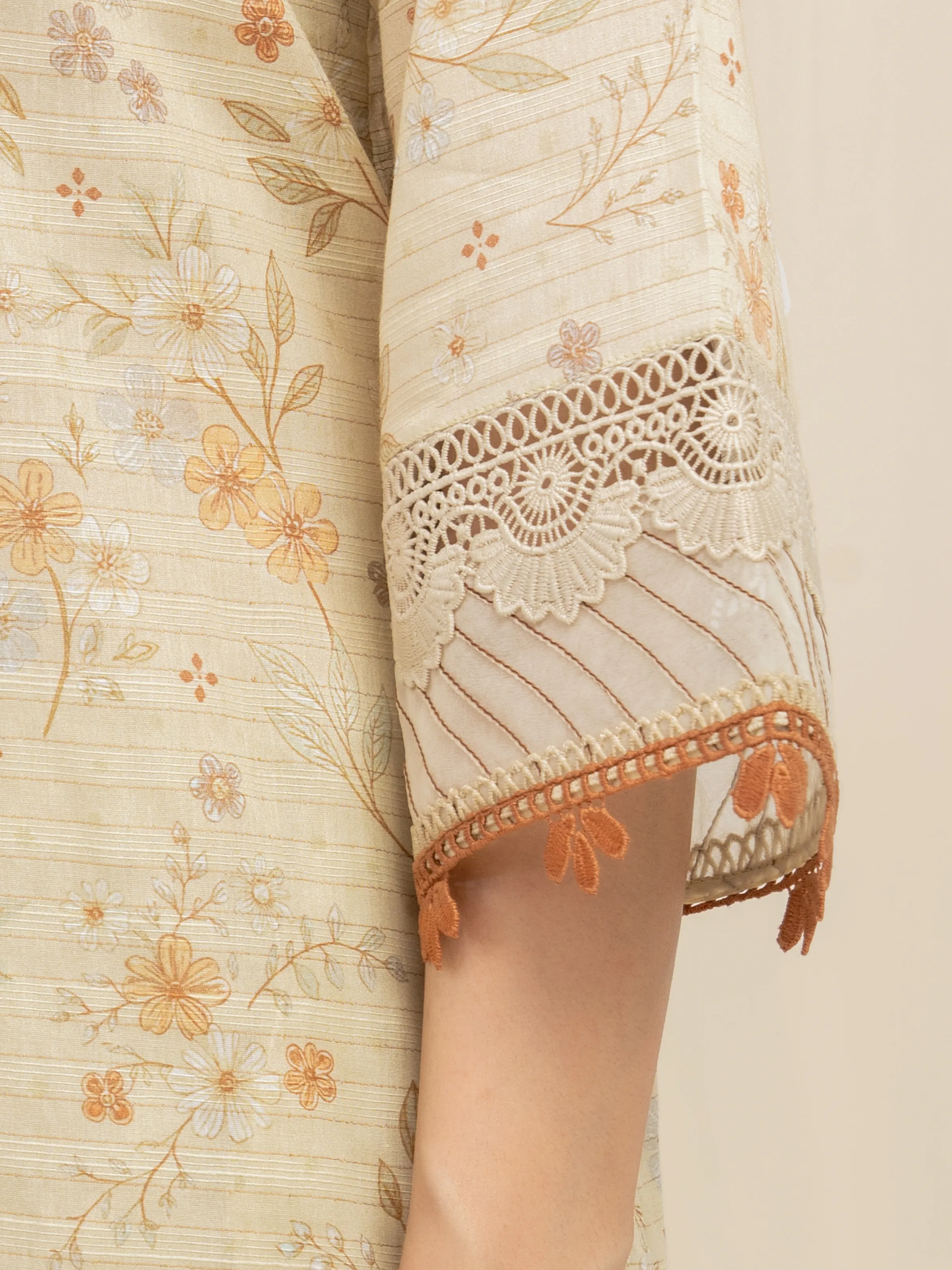 Printed Zari Lawn Suit - EWU6M6-026-3P - Image 3