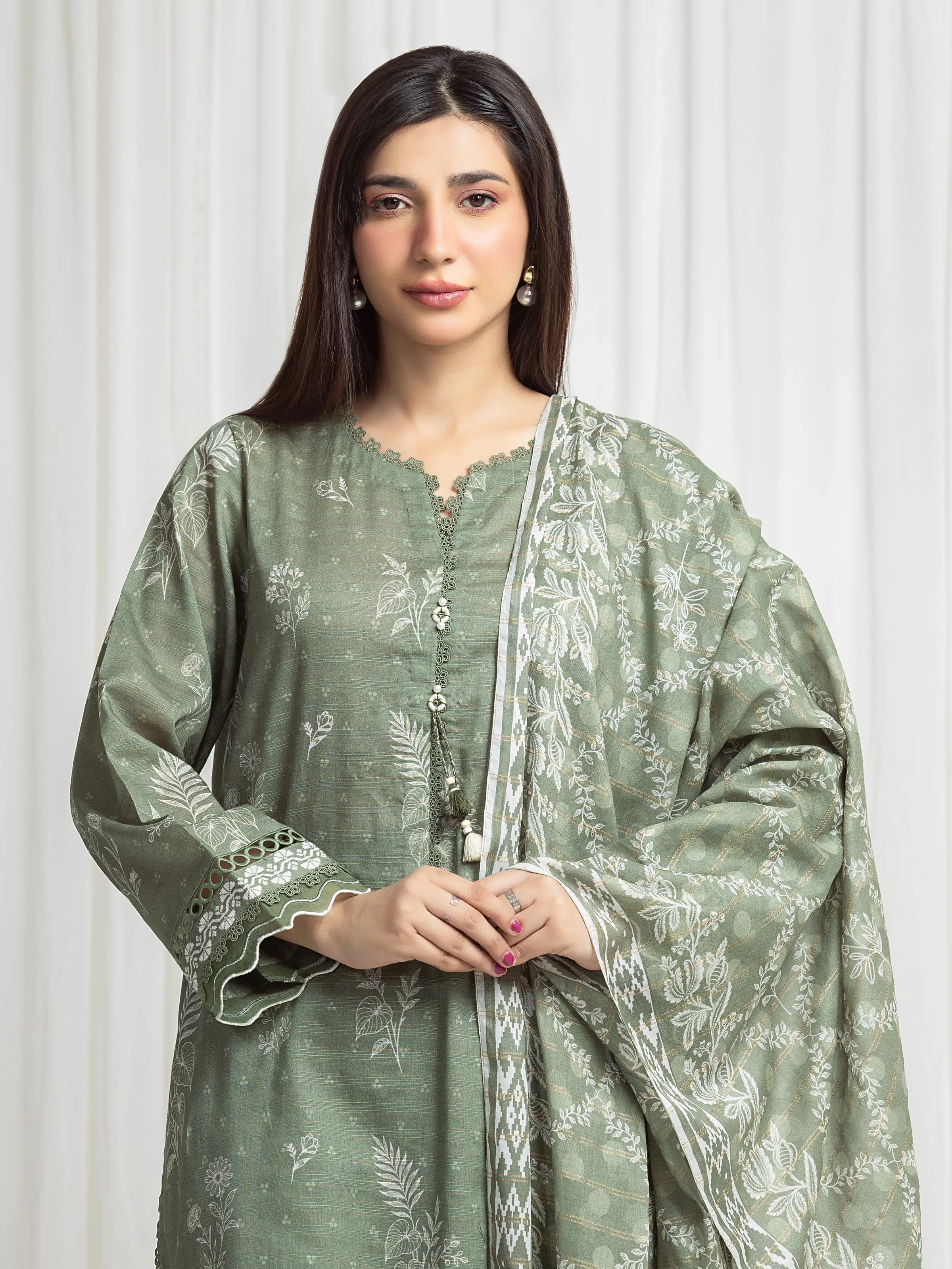 Printed Zari Lawn Suit - EWU6M6-077-3P - Image 2