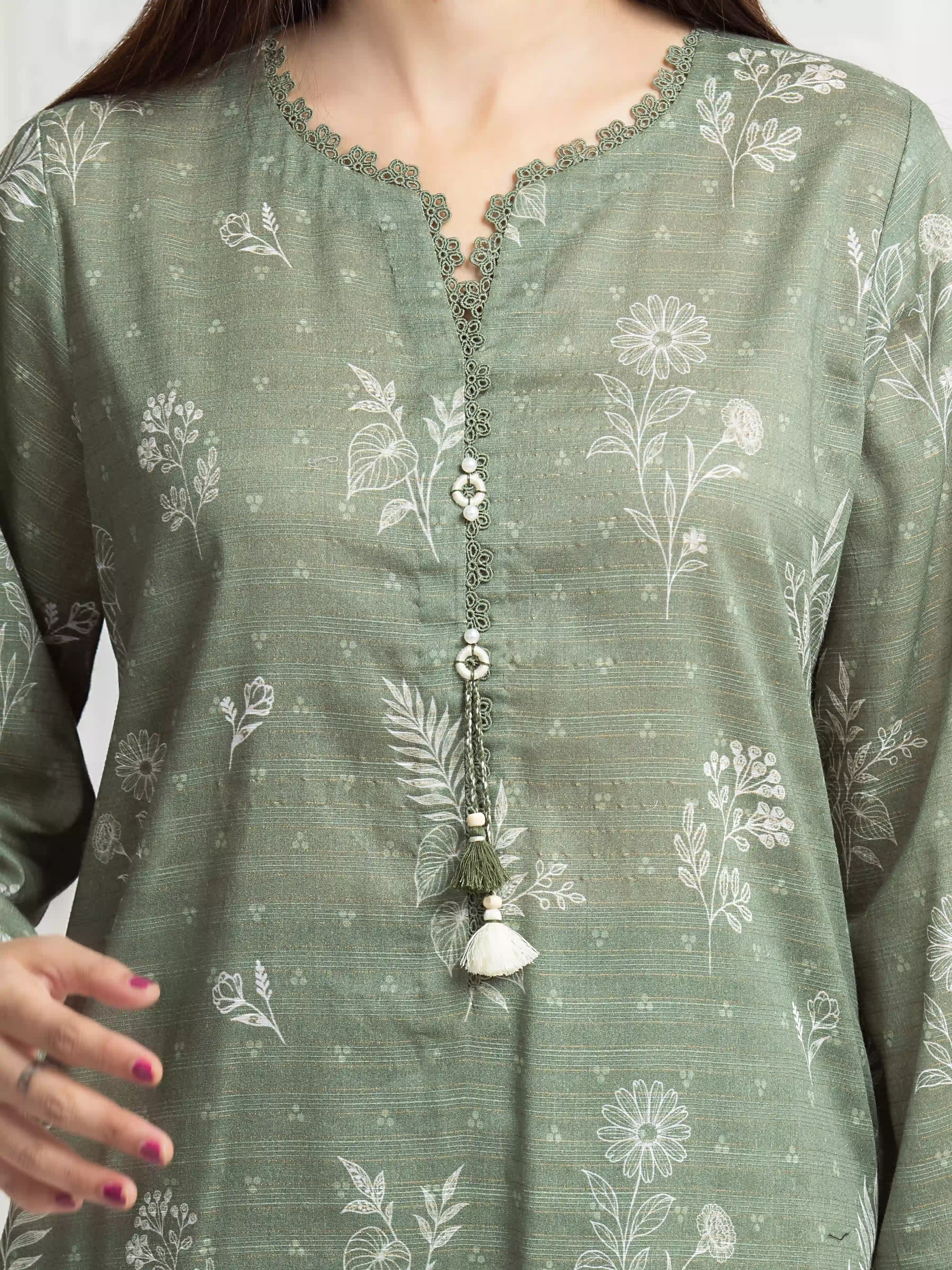 Printed Zari Lawn Suit - EWU6M6-077-3P - Image 3