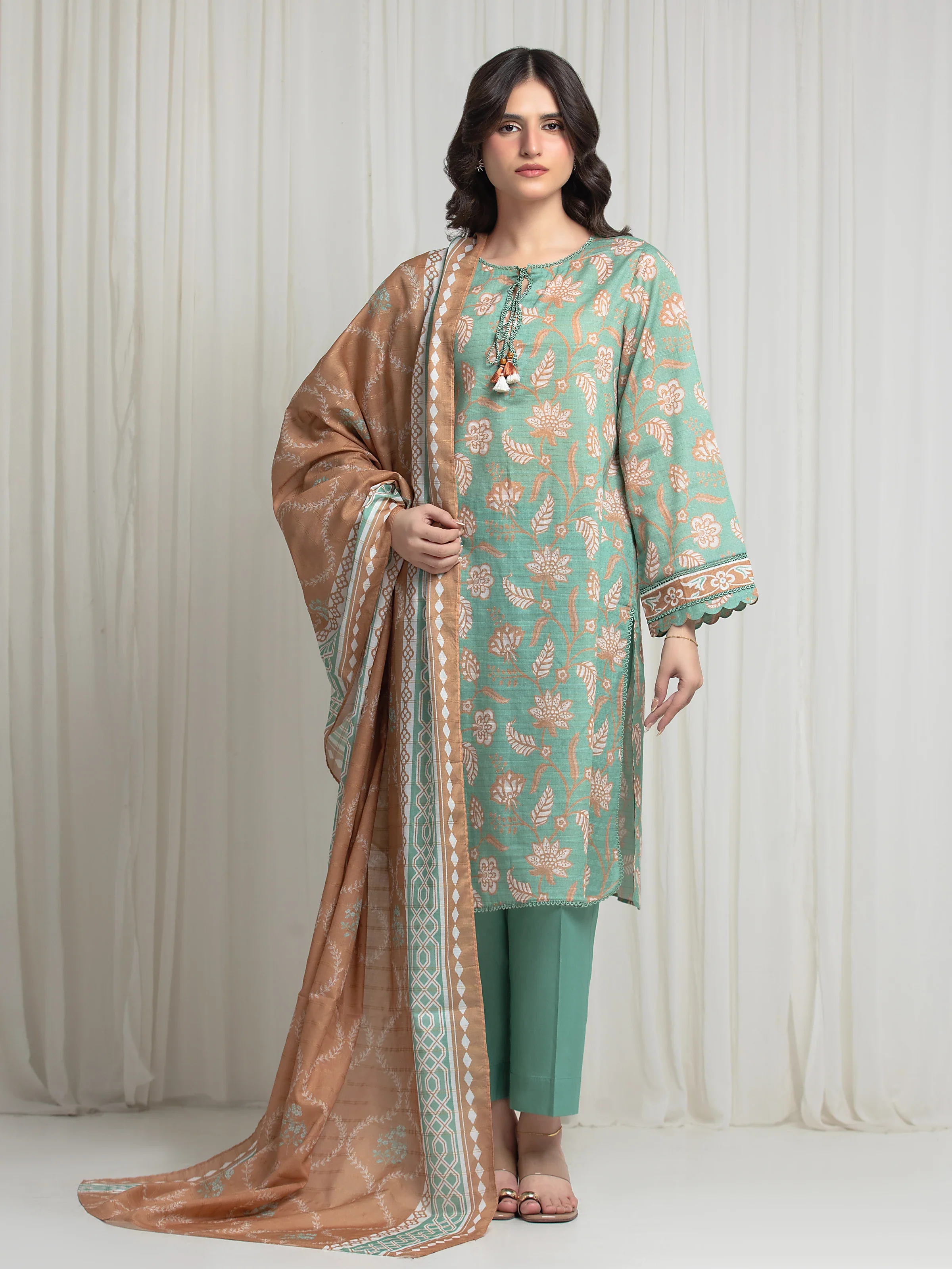 Printed Zari Lawn Suit - EWU6M6-082-3P