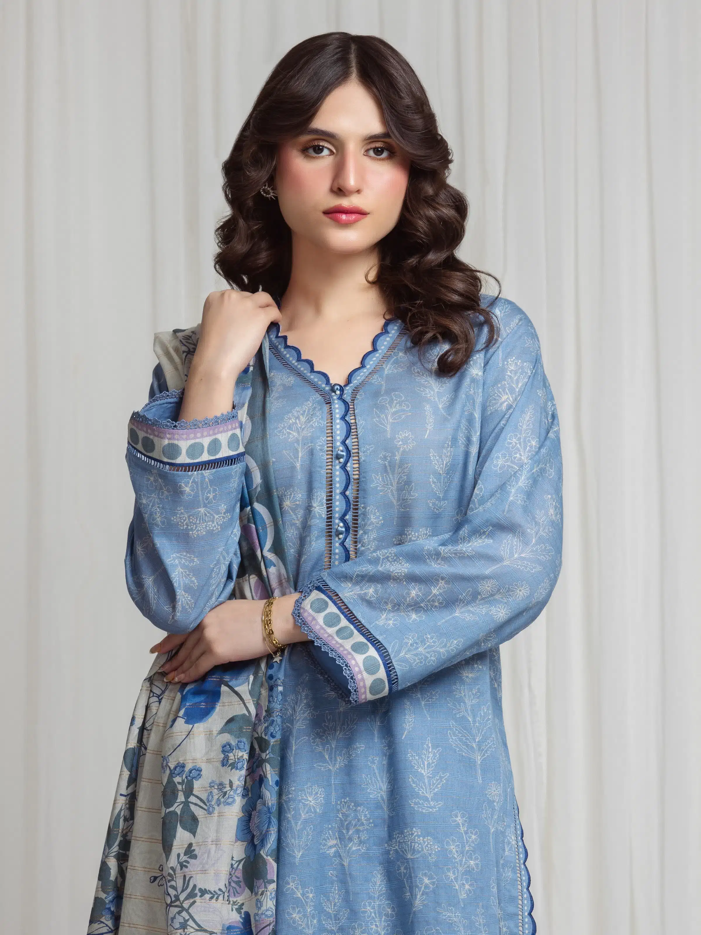 Printed Zari Lawn Suit - EWU6M6-092-3P - Image 2