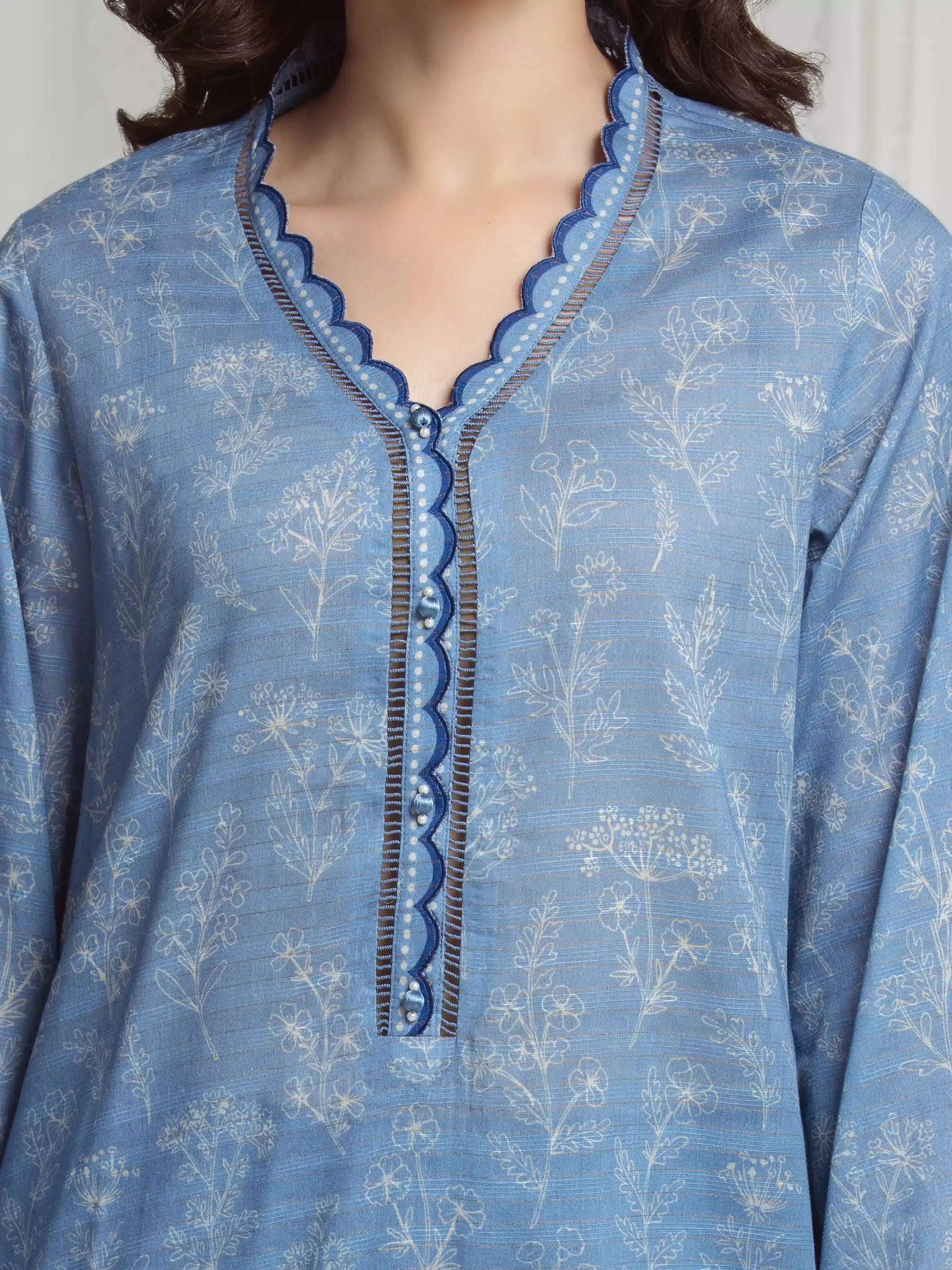 Printed Zari Lawn Suit - EWU6M6-092-3P - Image 4