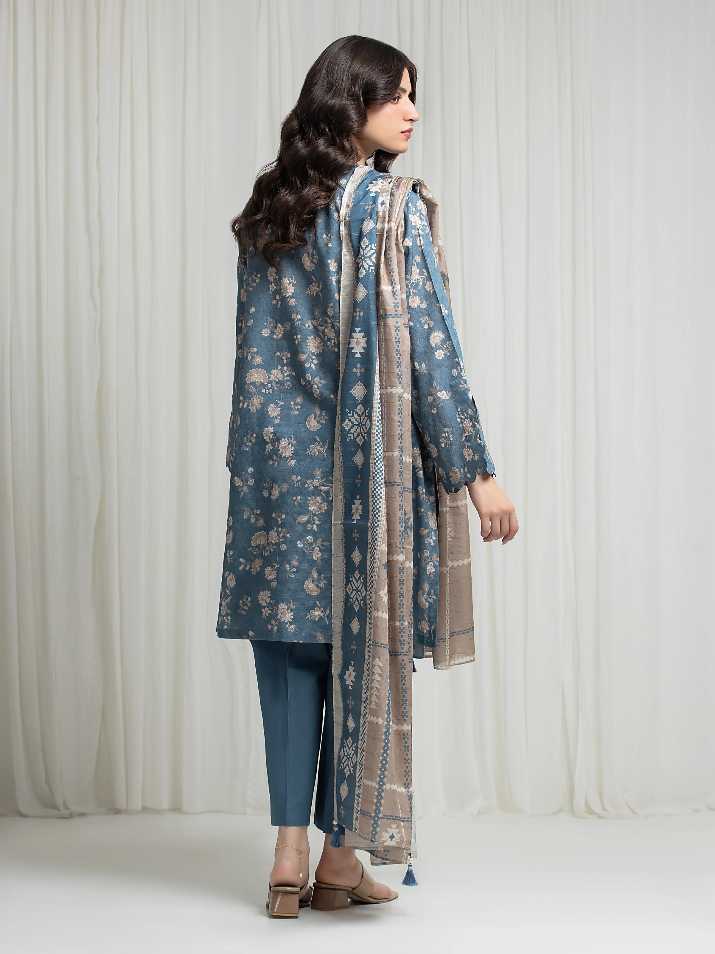 Printed Zari Lawn Suit - EWU6M6-099-3P - Image 6
