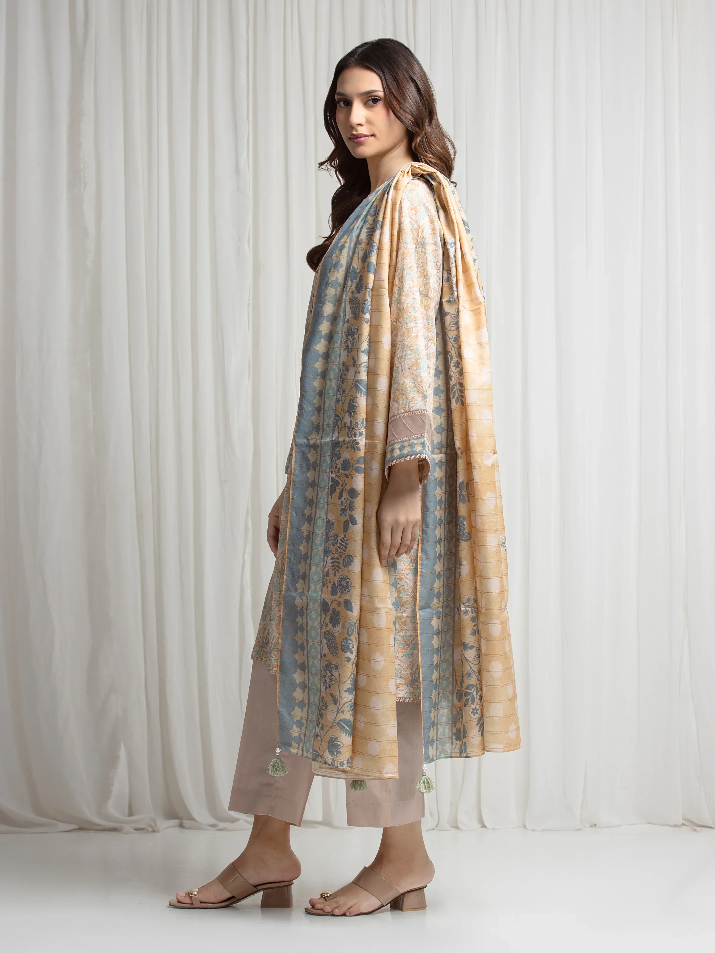 Printed Zari Lawn Suit - EWU6M6-102-3P - Image 5