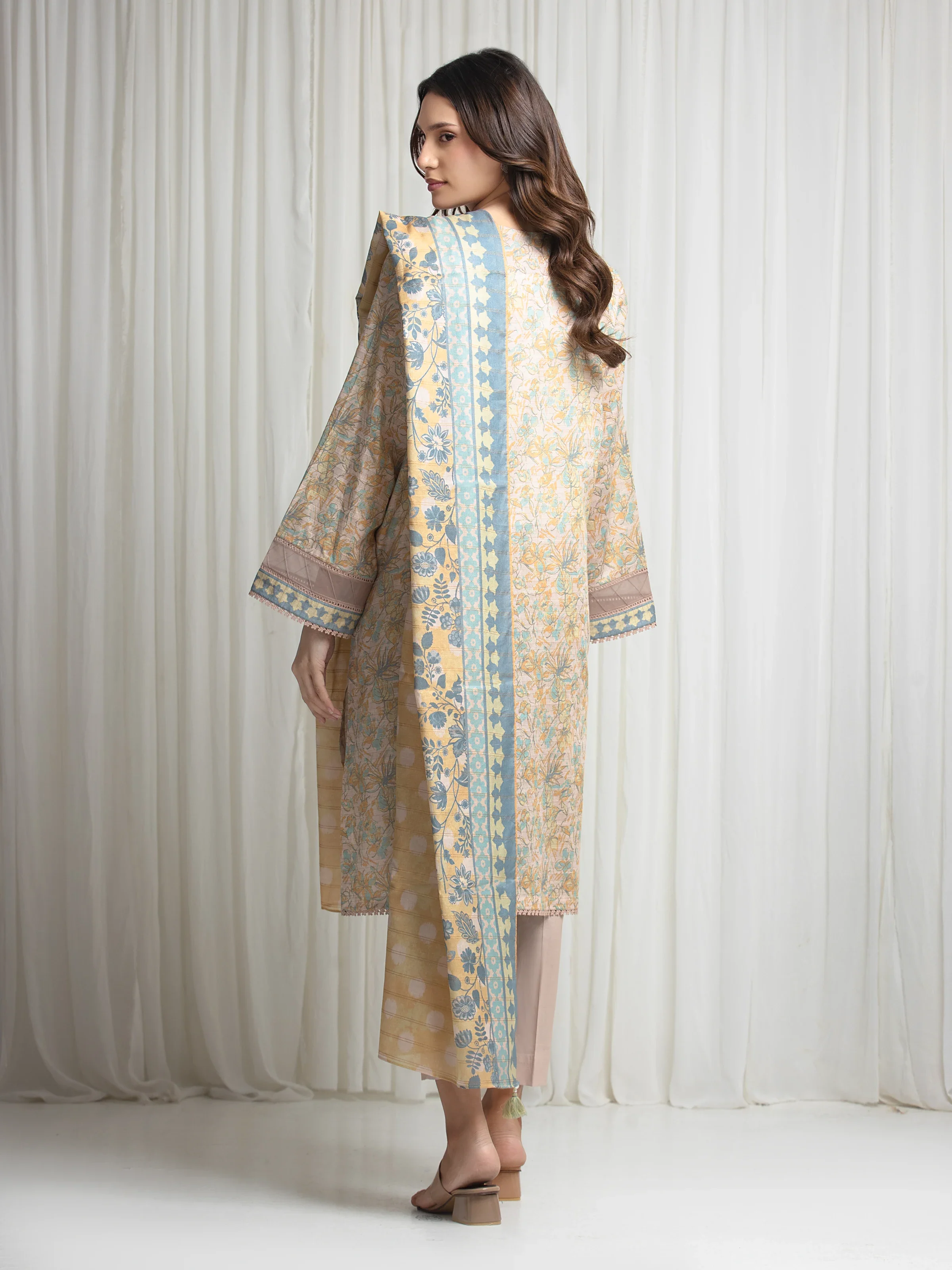 Printed Zari Lawn Suit - EWU6M6-102-3P - Image 6