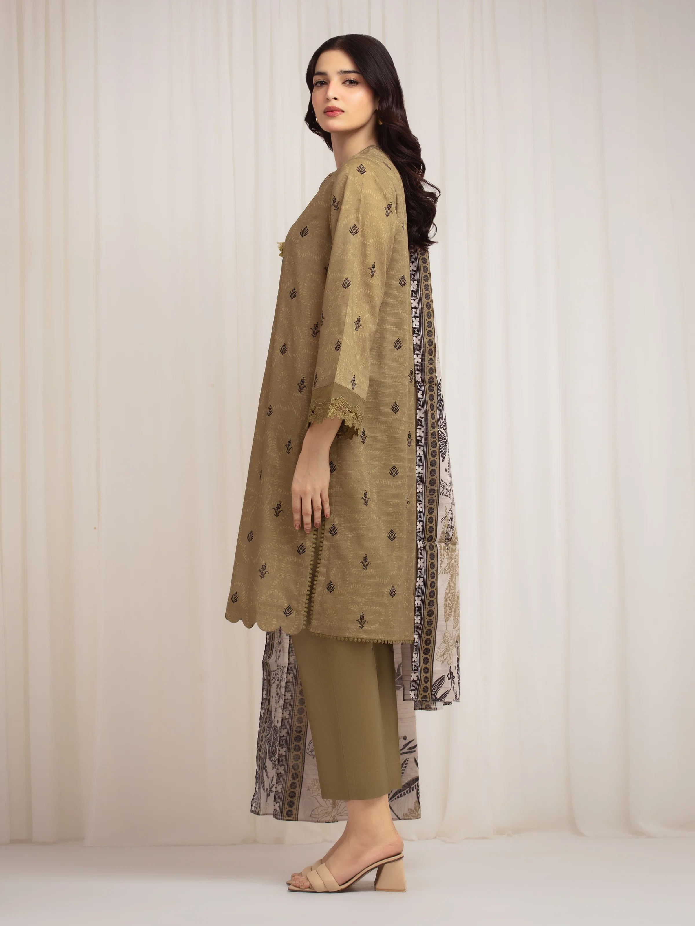 Printed Zari Lawn Suit - EWU6M6-020-3P - Image 5