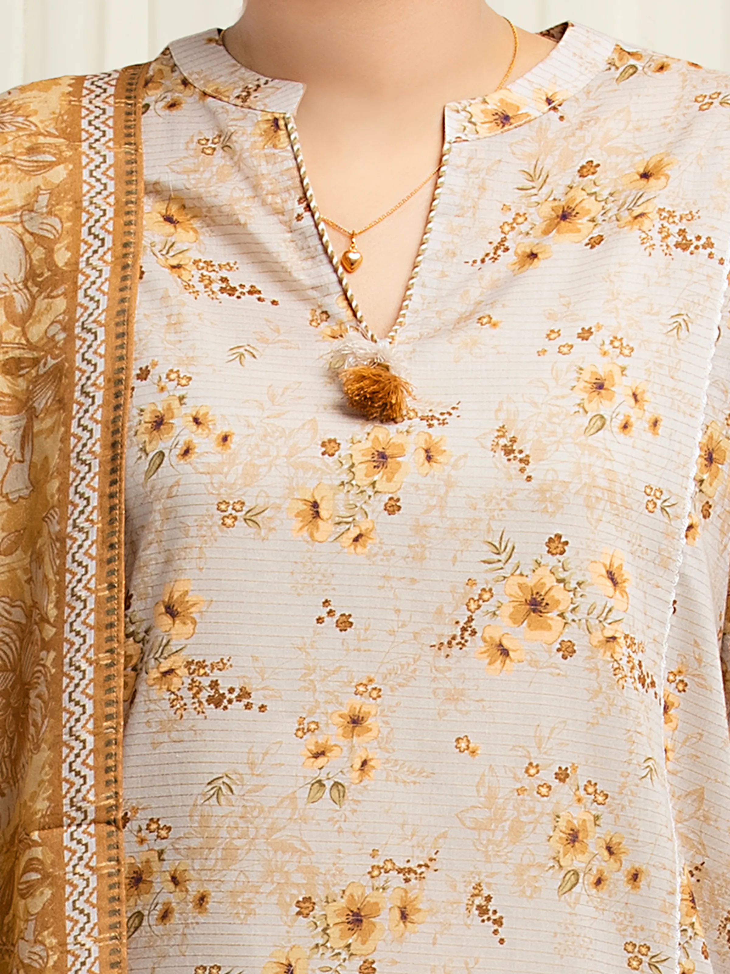 Printed Zari Lawn Suit - EWU6M6-046-3P - Image 4