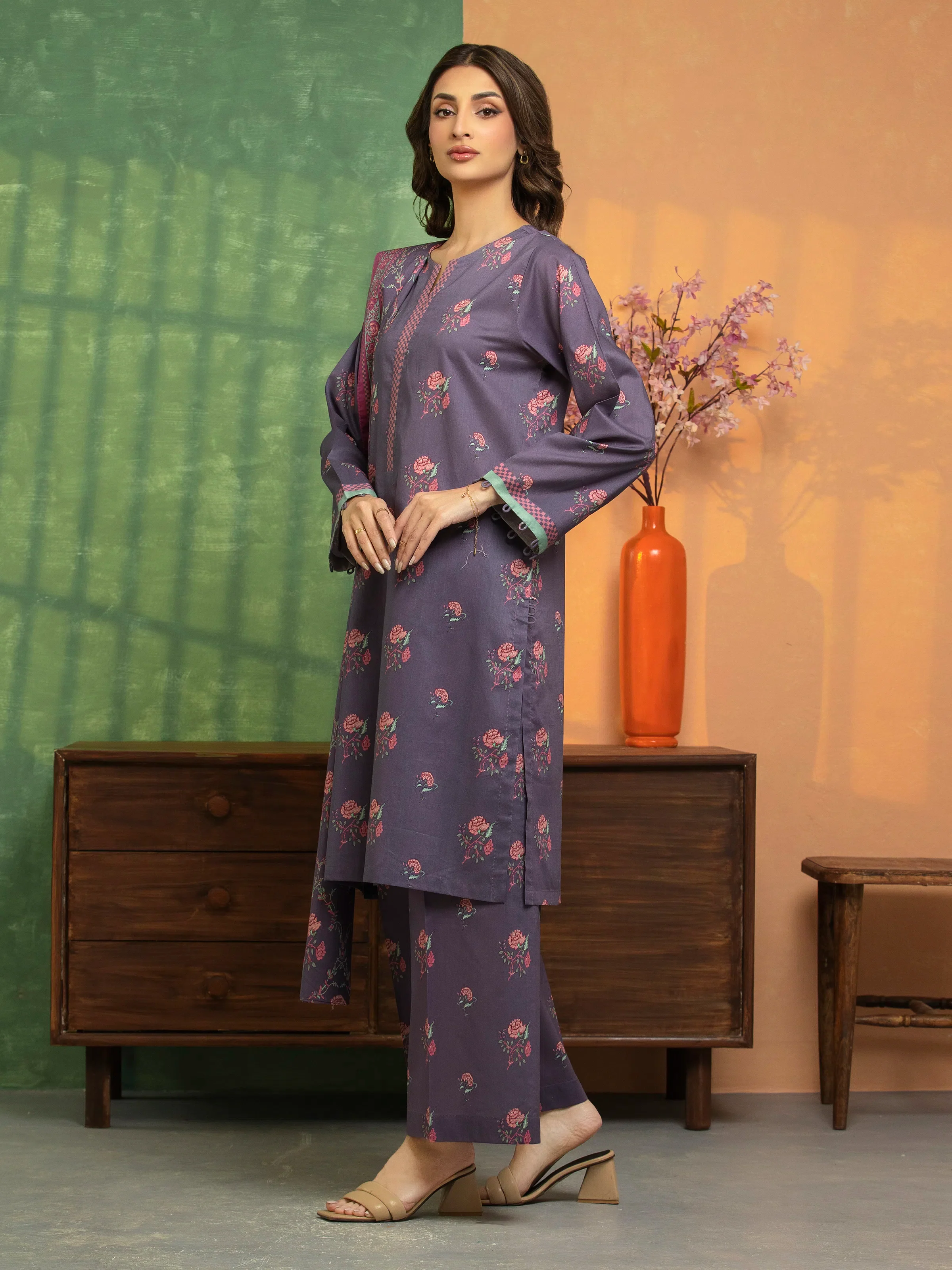 Printed Lawn Suit - EWU5A1-35178-3P - Image 3