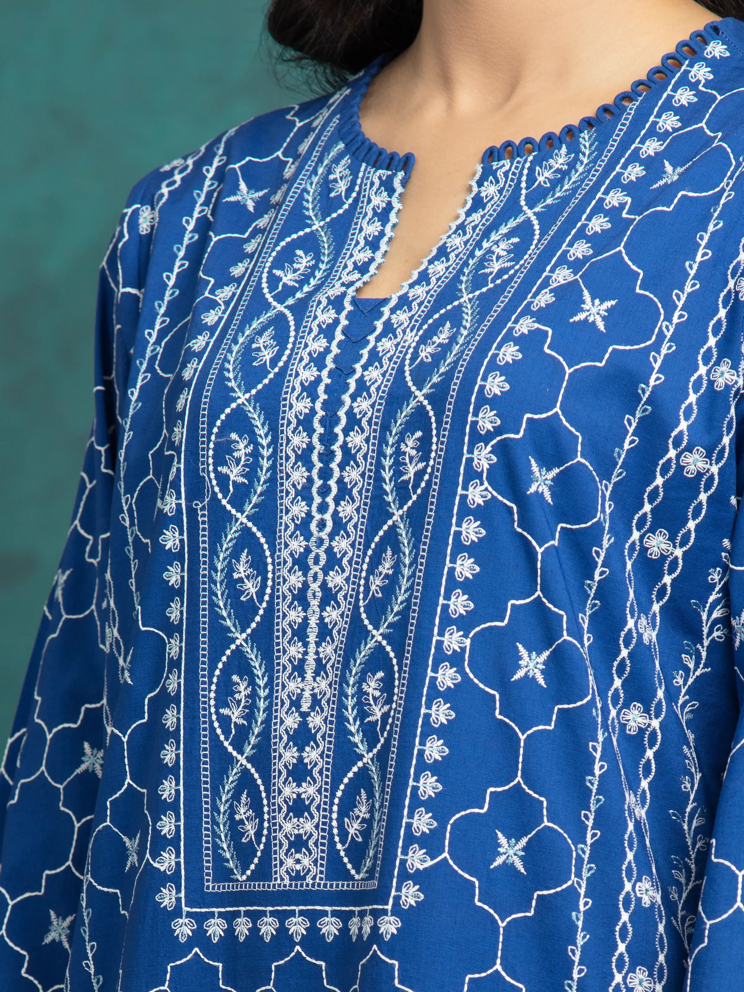 Embroidered Cambric Suit - EWU5V2-31028-3P - Image 5