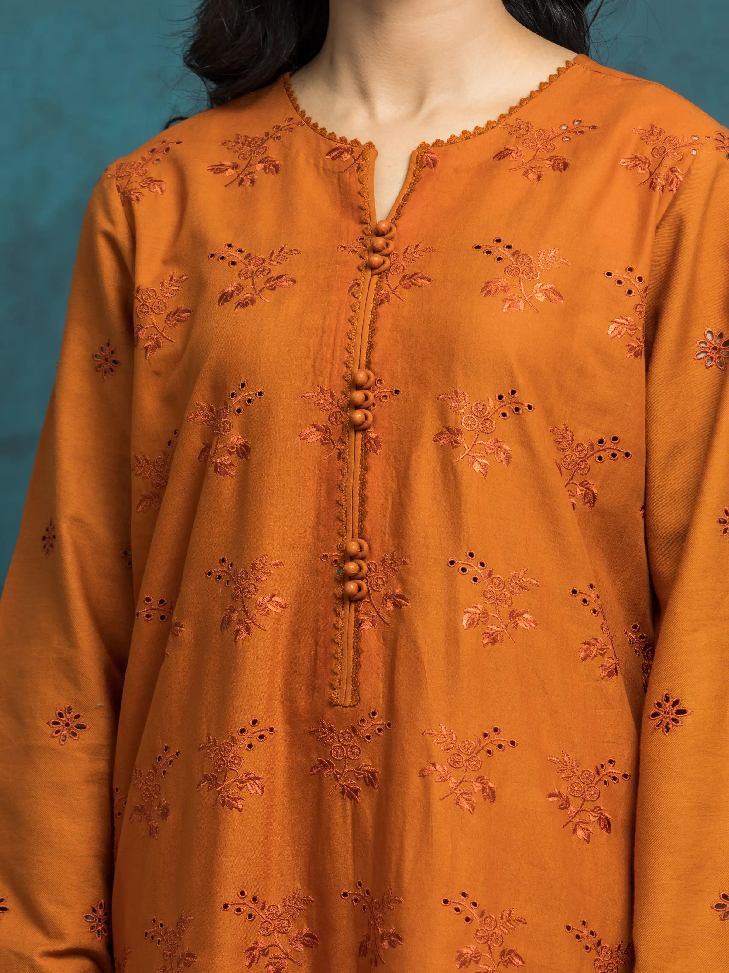 Embroidered Cambric Suit - EWU5V2-31021-3P - Image 2