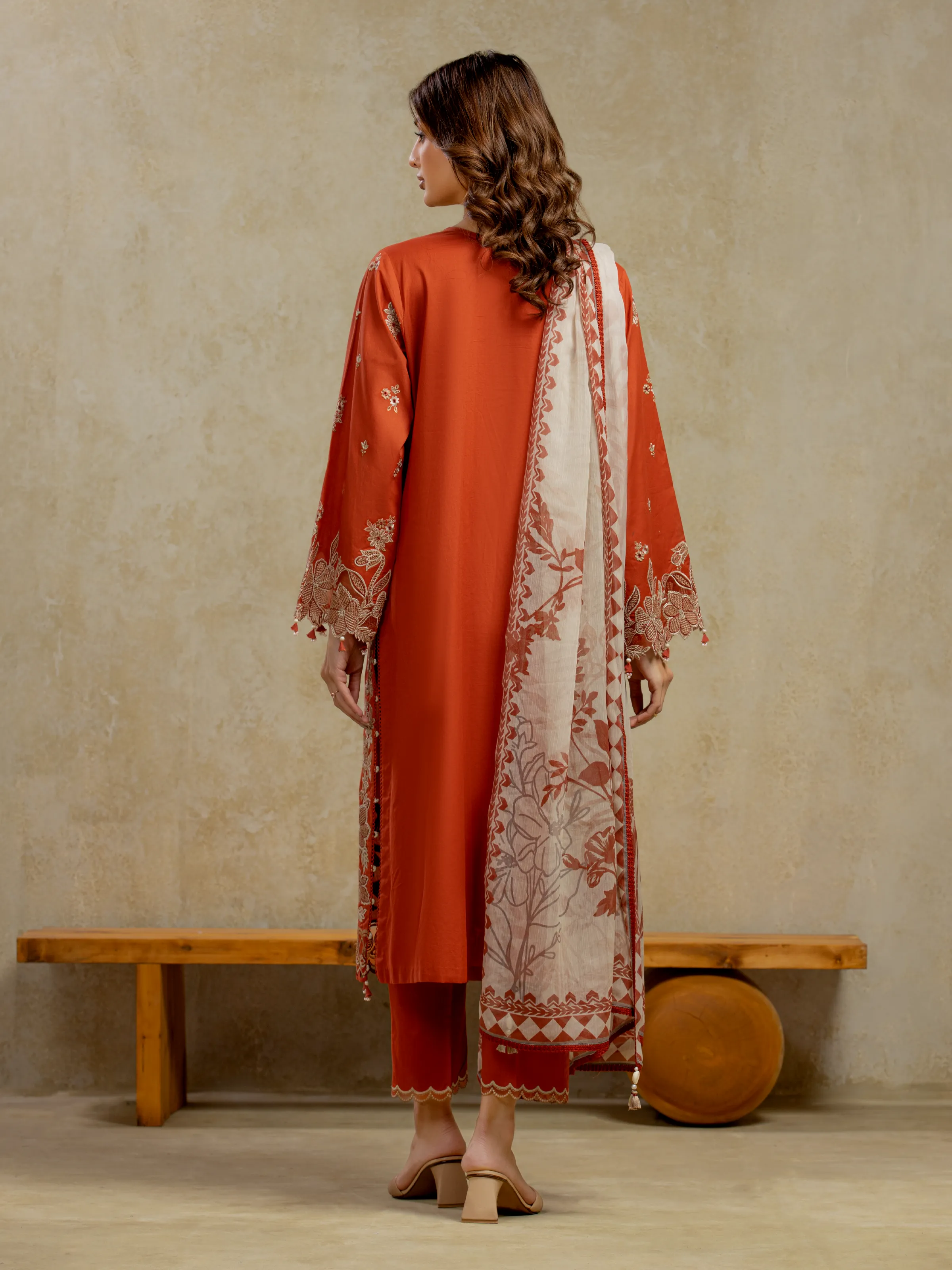 Embroidered Cambric Suit - EWU5V2-31801-3P - Image 6