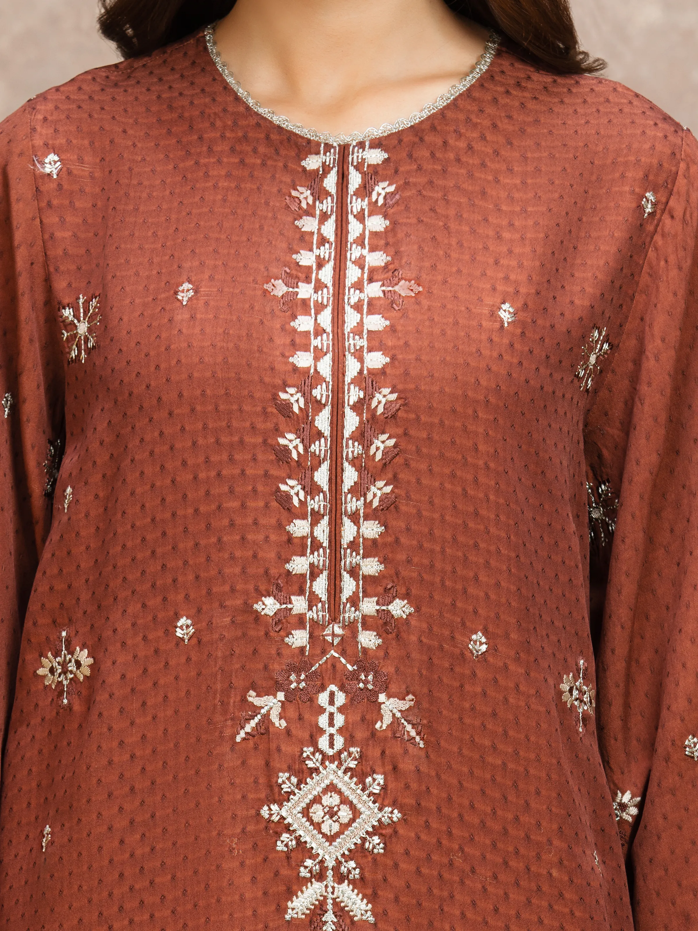 Embroidered Viscose Suit - EWU5V19-32032-3P - Image 3