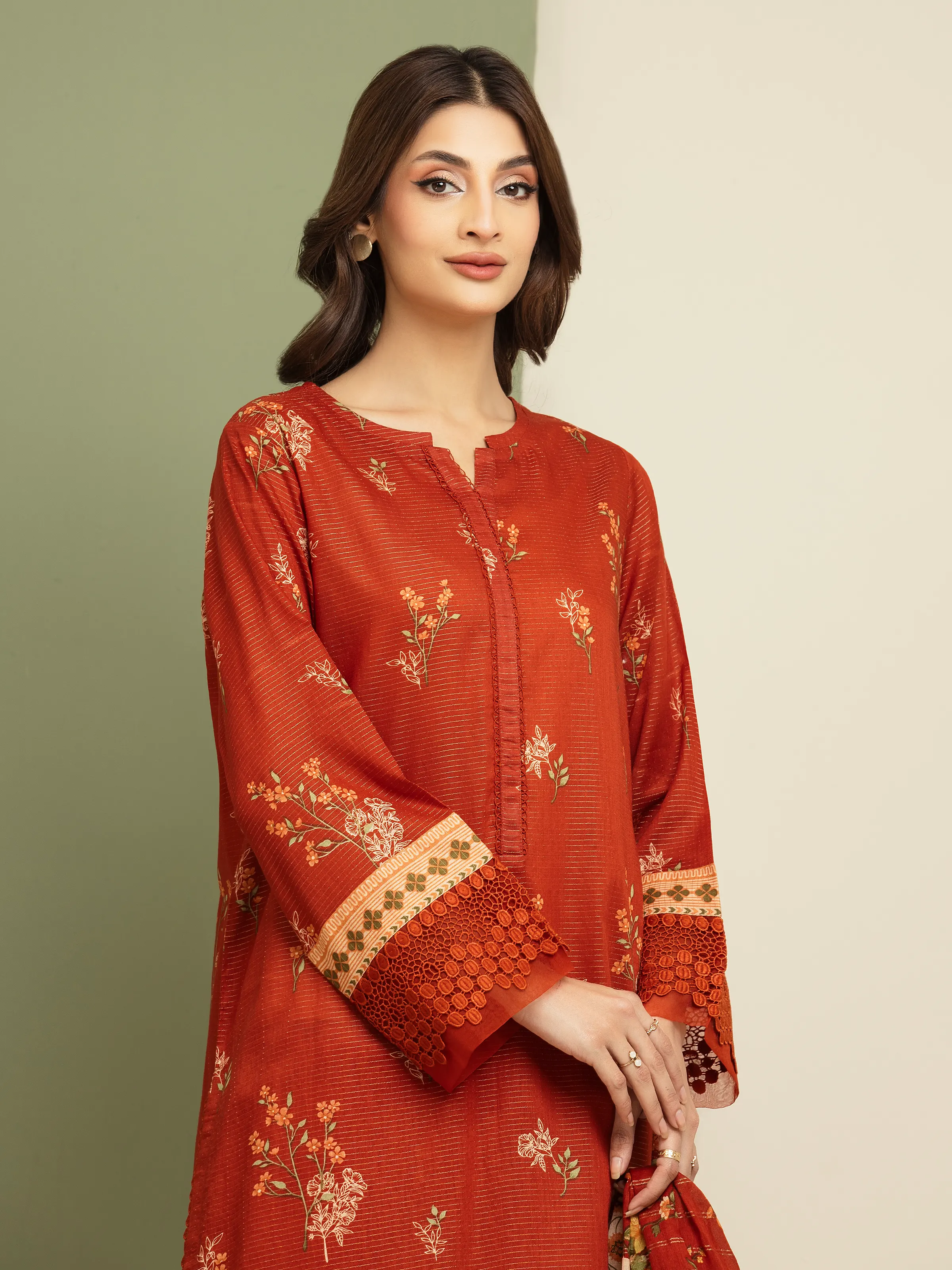 Printed Zari Lawn Suit - EWU5M6-008-3P - Image 4