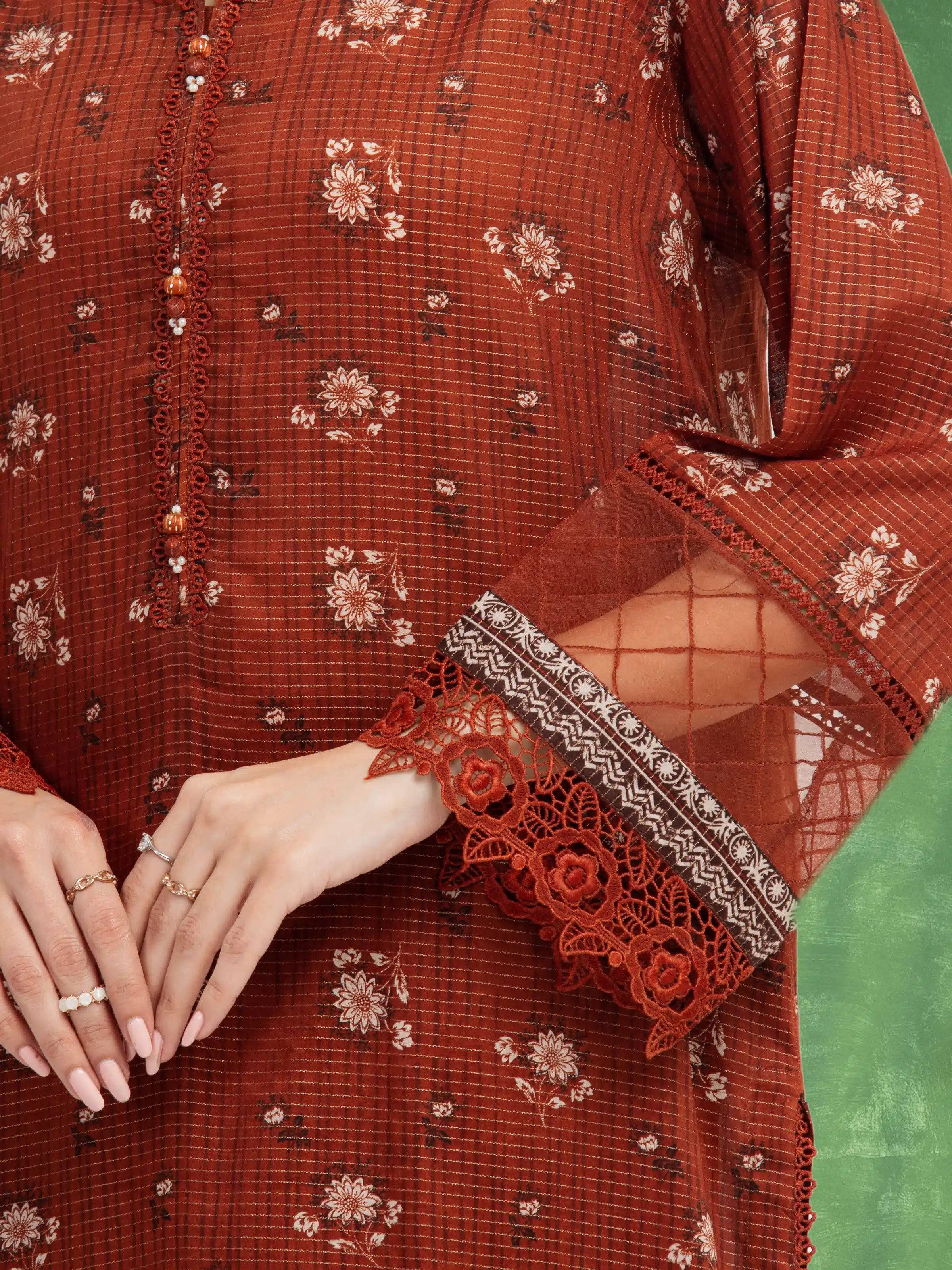 Printed Zari Lawn Suit - EWU5M6-025-3P - Image 3