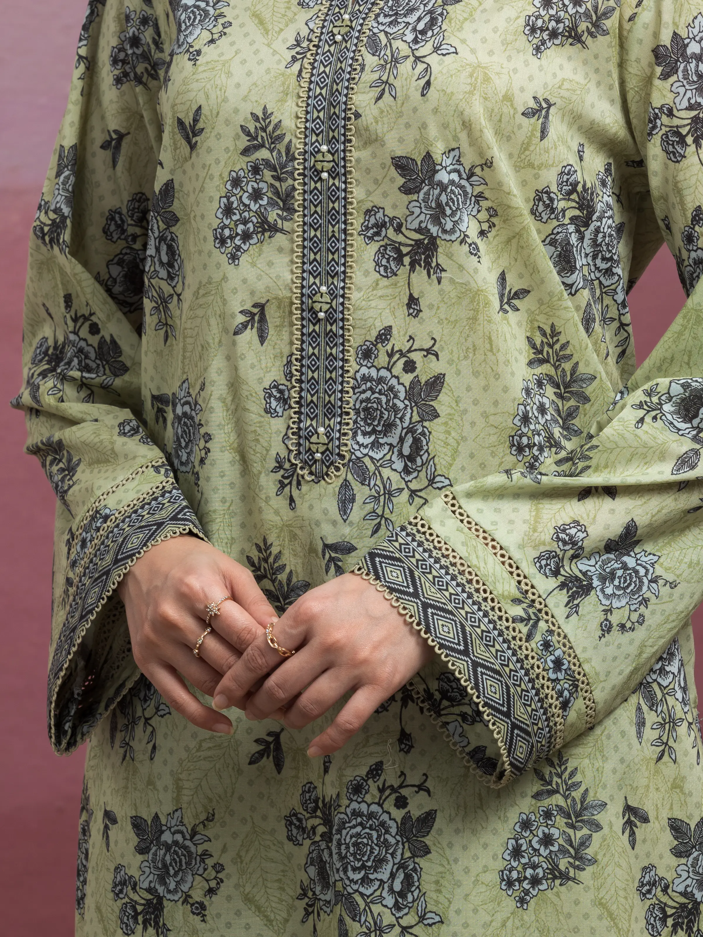 Printed Lawn Suit - EWU5A1-35067-3P - Image 2