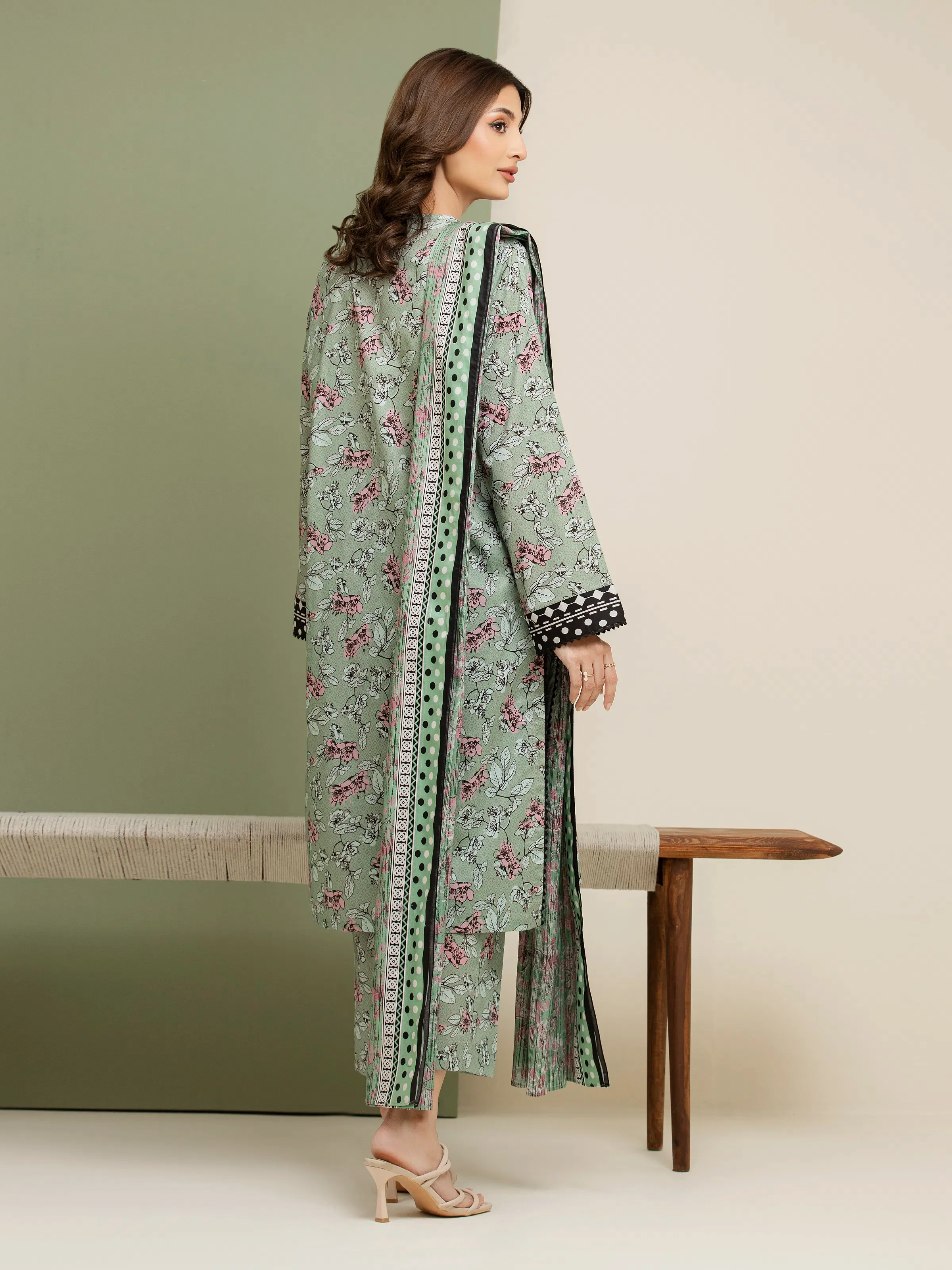Printed Lawn Suit - EWU5A1-35074-3P - Image 4