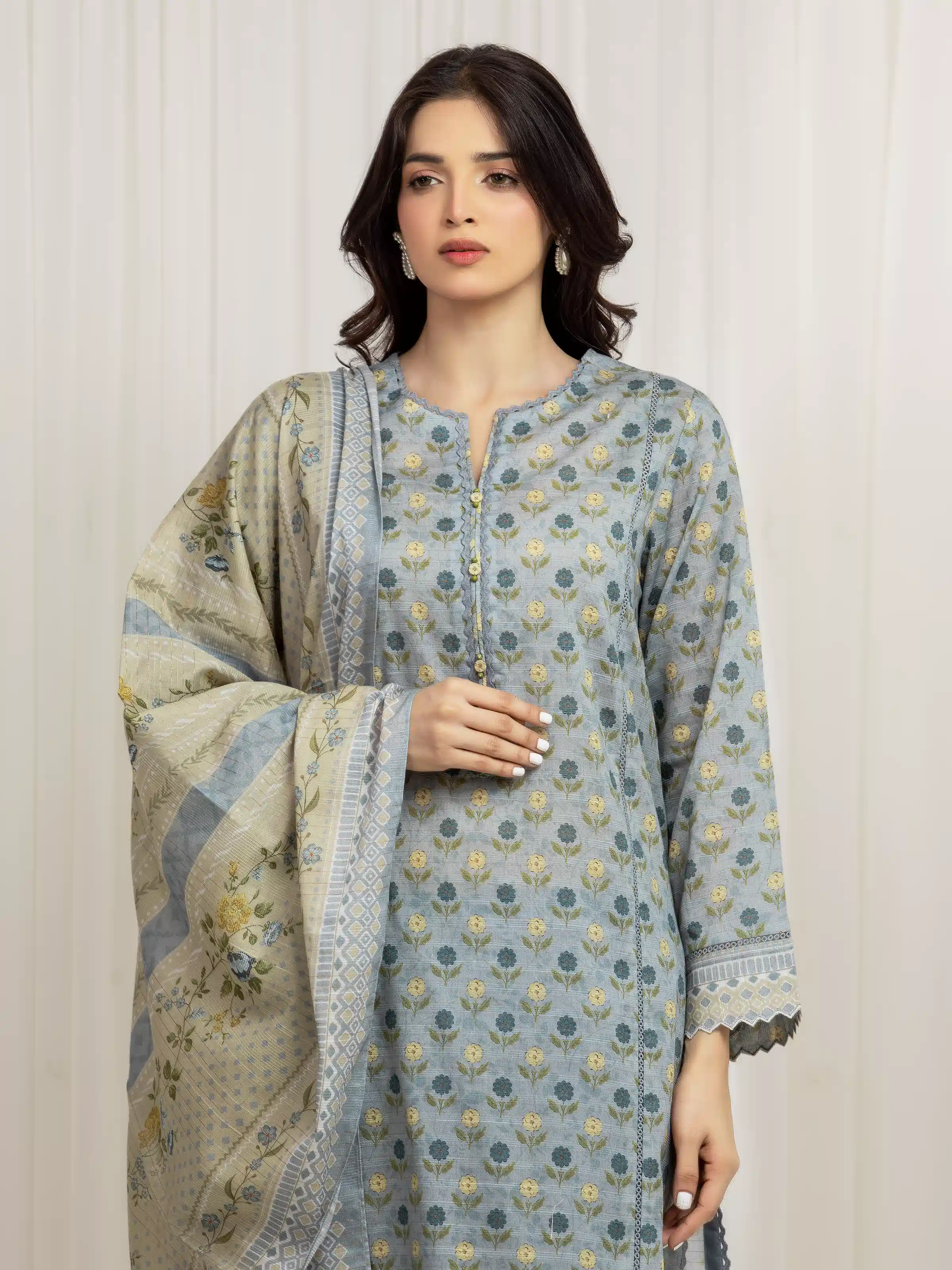 Printed Zari Lawn Suit - EWU6M6-023-3P - Image 2
