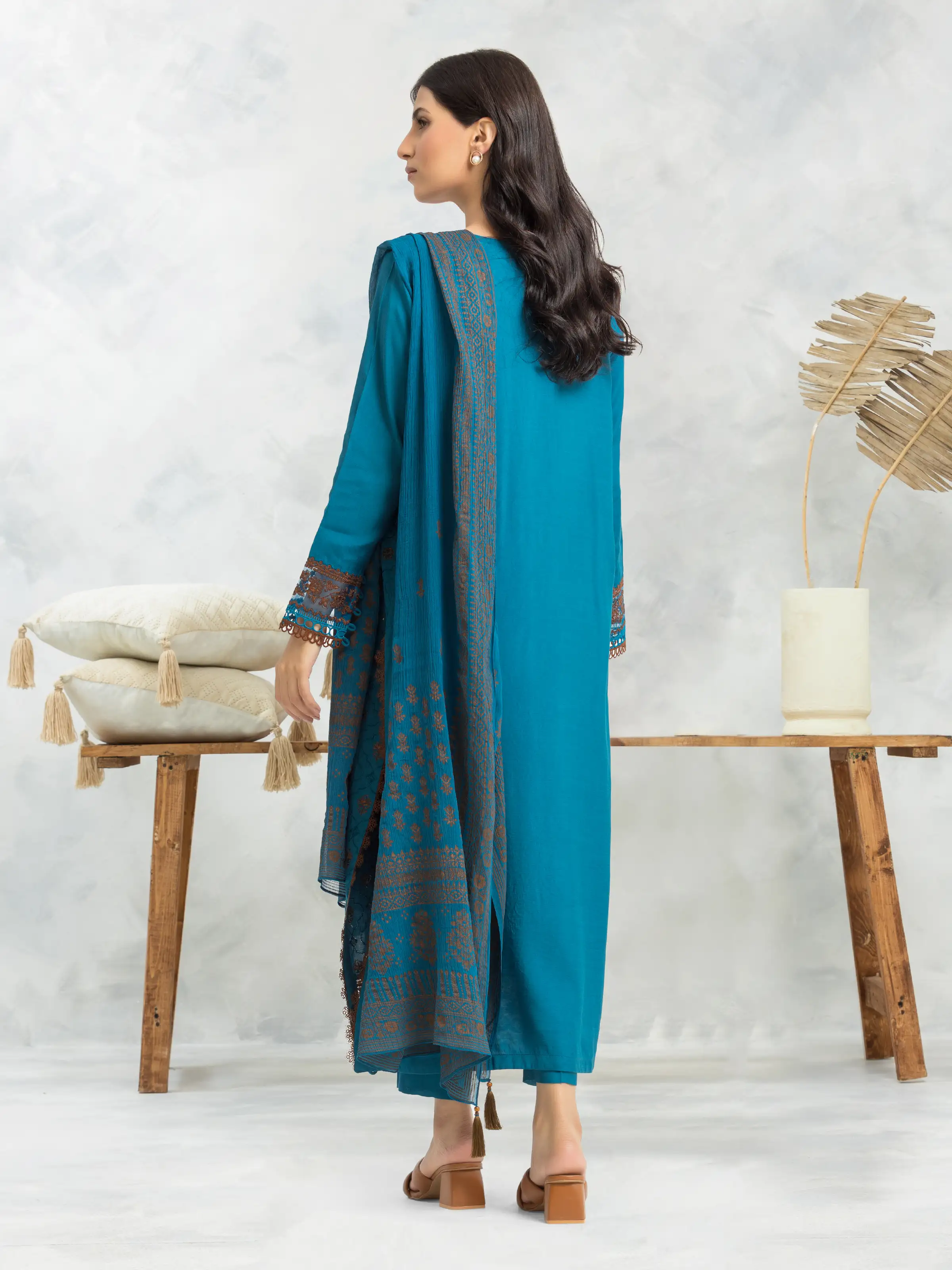 Embroidered Raw Silk Suit - EWU24V16-30128-3P - Image 4