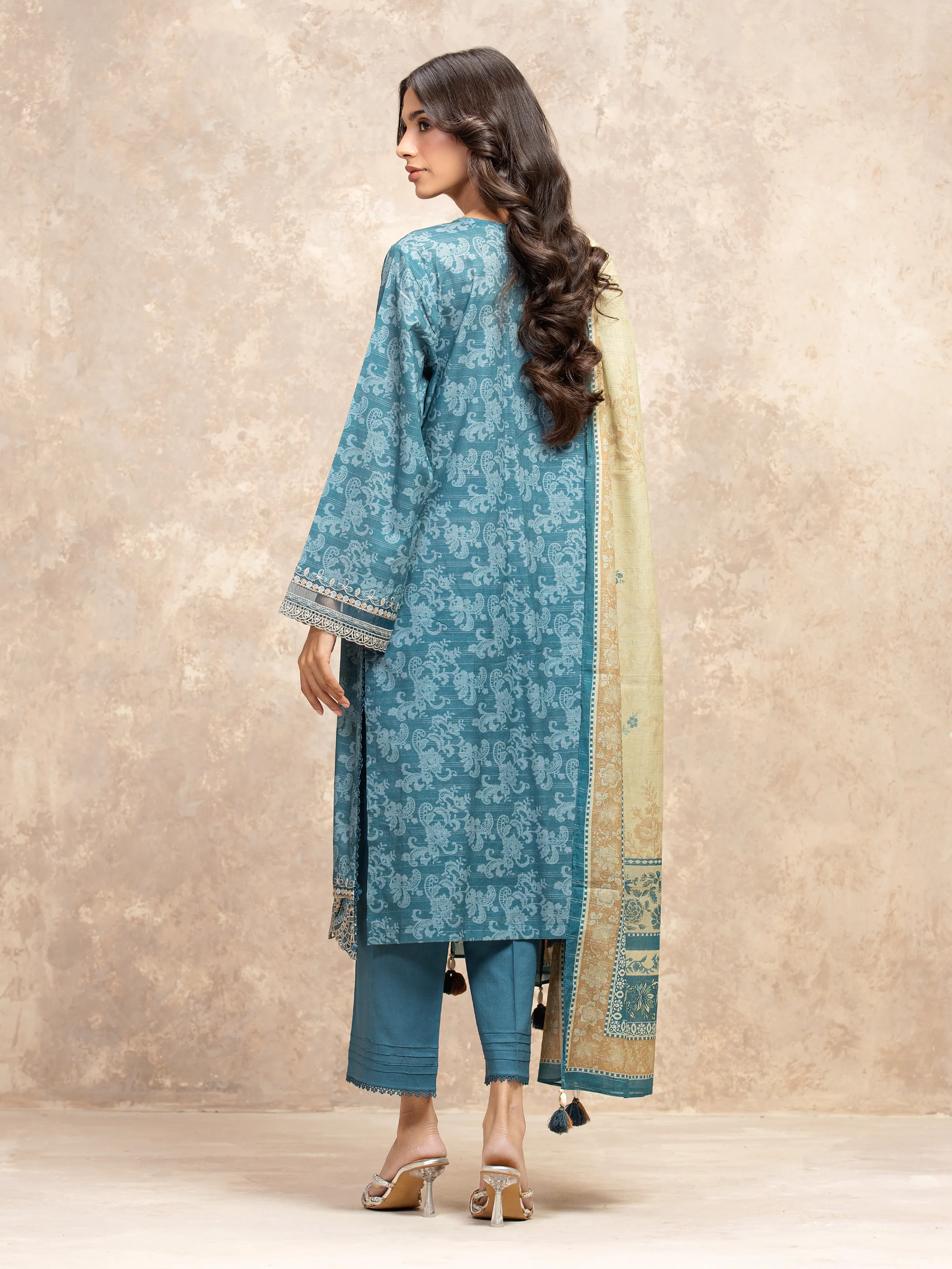Embroidered Zari Lawn Suit - EWU5V1-31879-3P - Image 6
