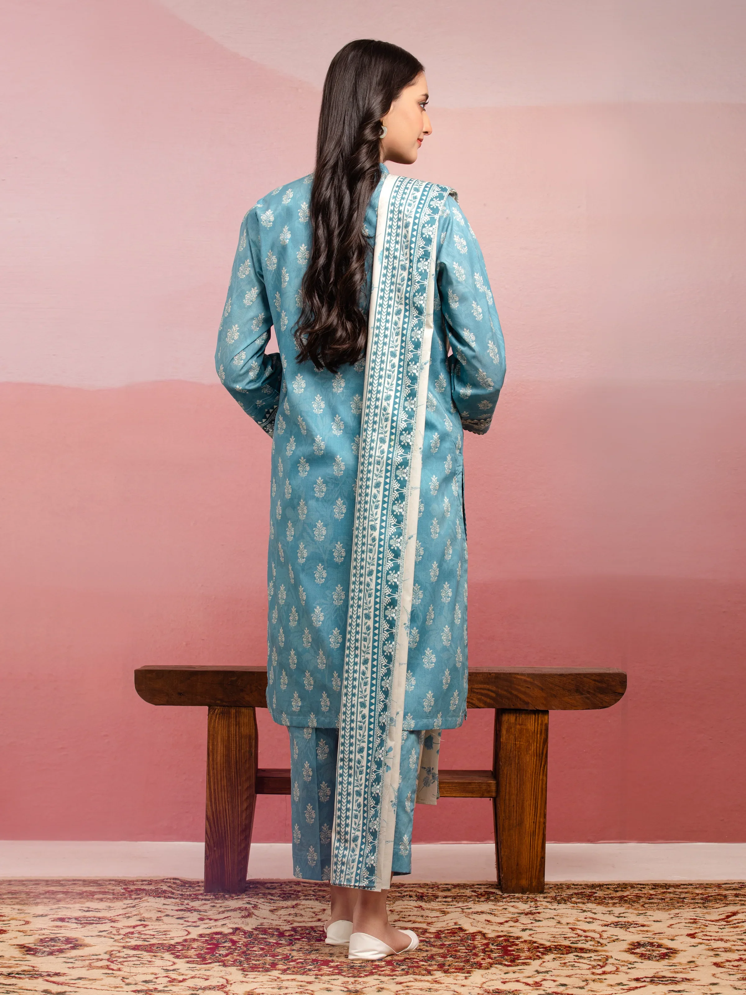Printed Lawn Suit - EWU5A1-35048-3P - Image 2