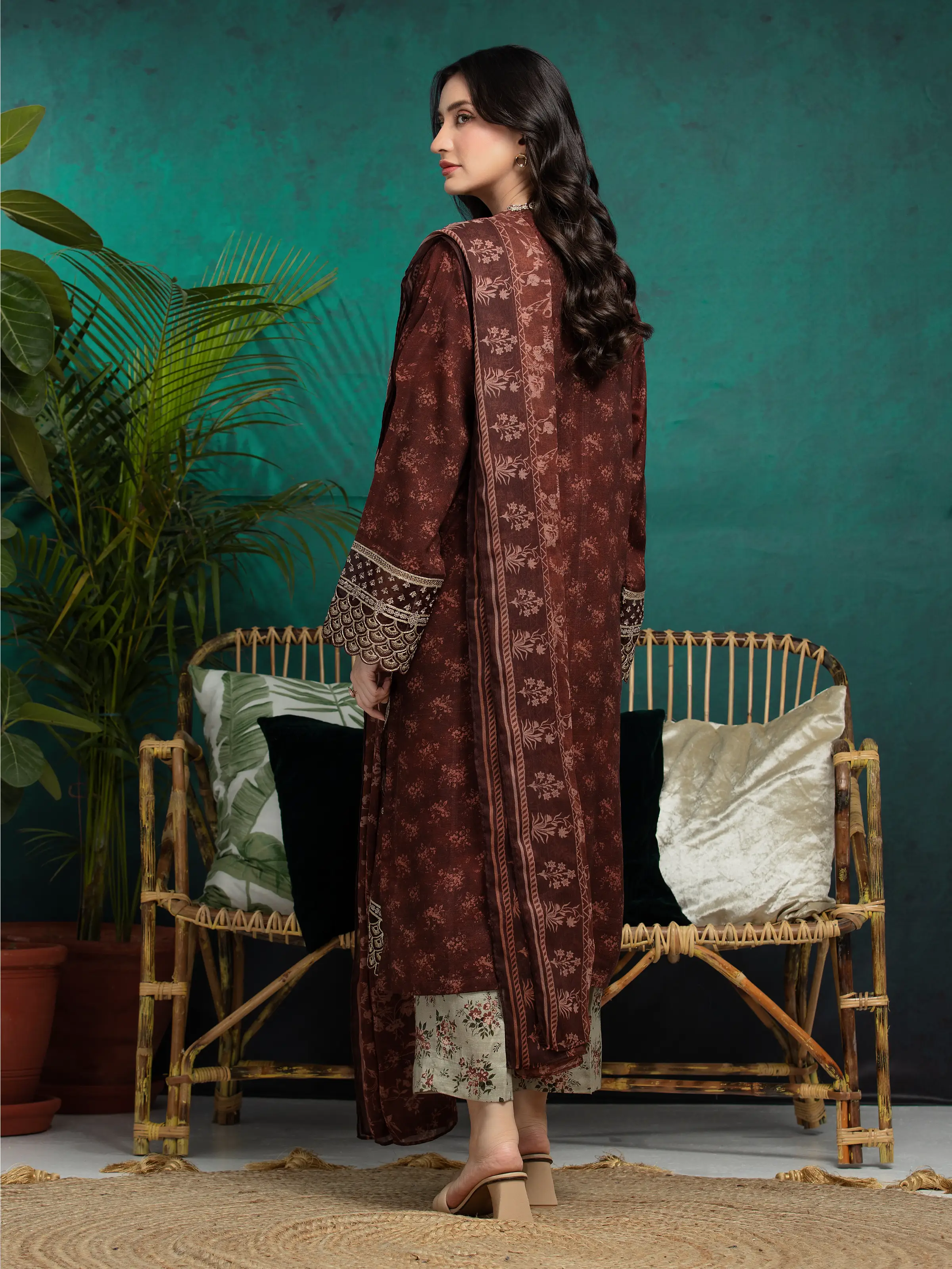 Embroidered Raw Silk Suit - EWU24V16-30373-3P - Image 2