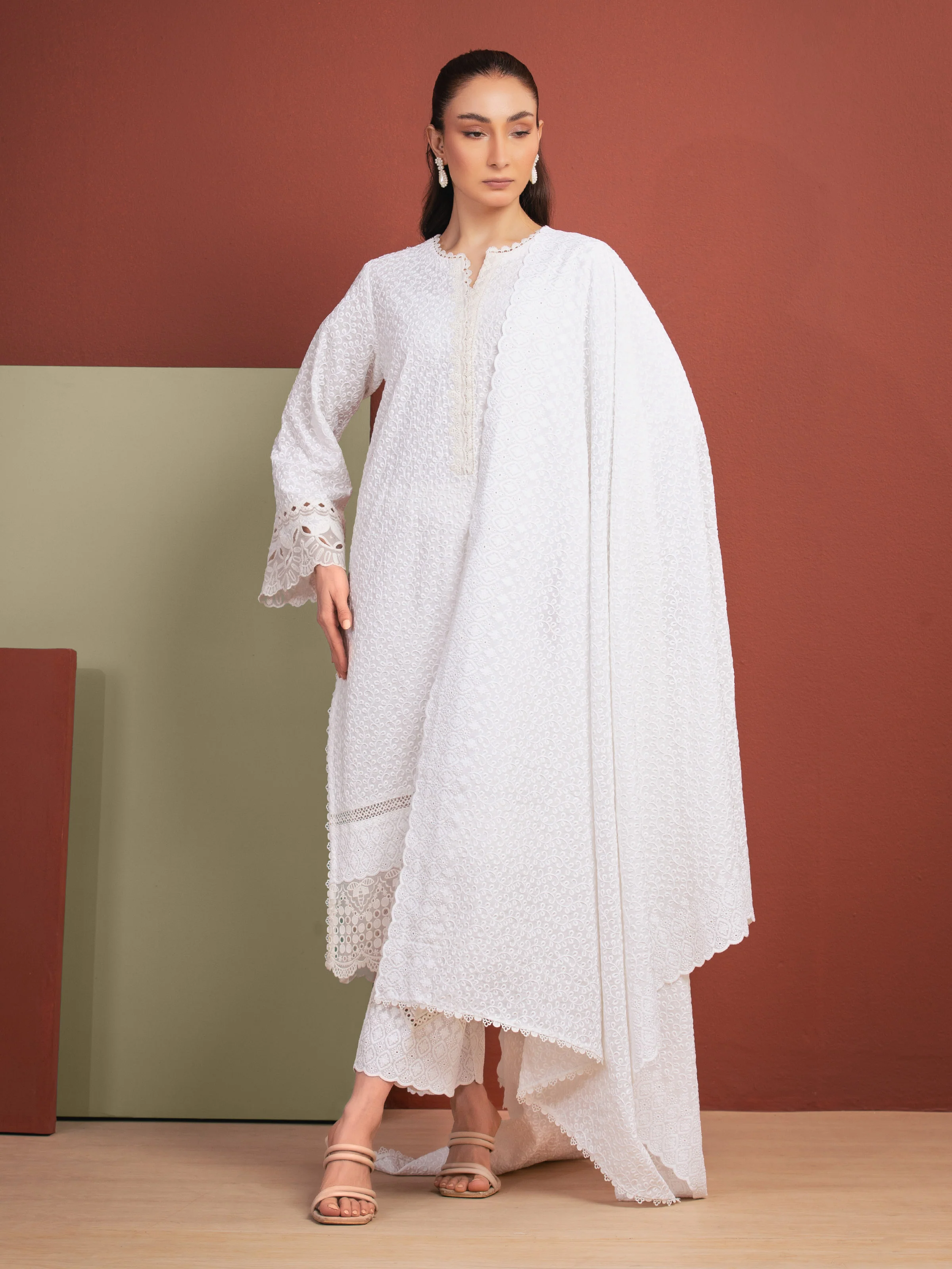 Embroidered Cambric Suit - EWU5V2-31831A-3P