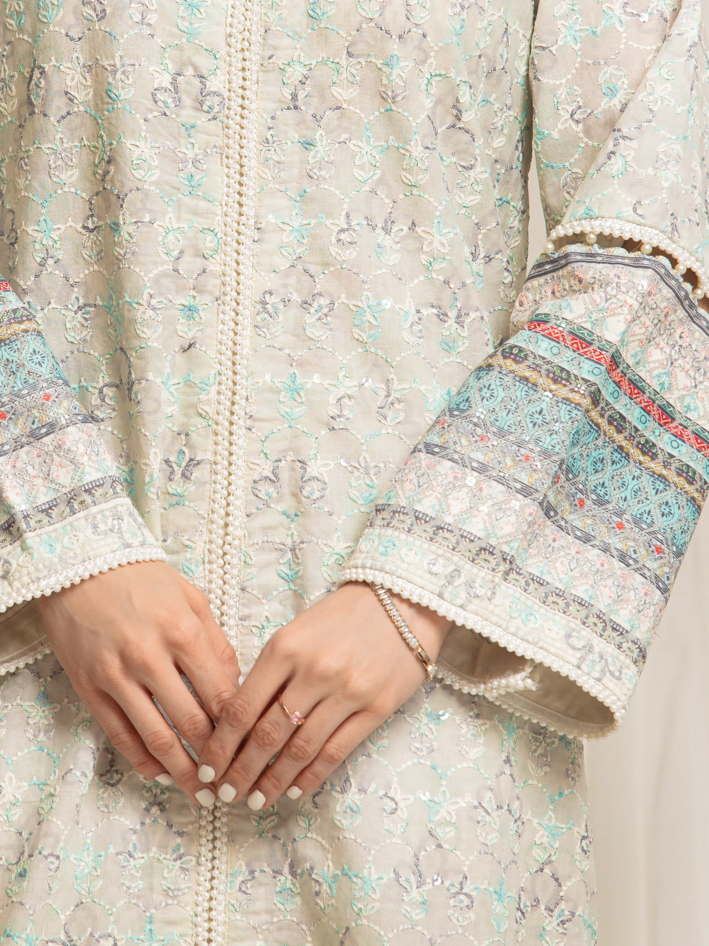 Embroidered Cambric Suit - EWU6V2-33514-3P - Image 3