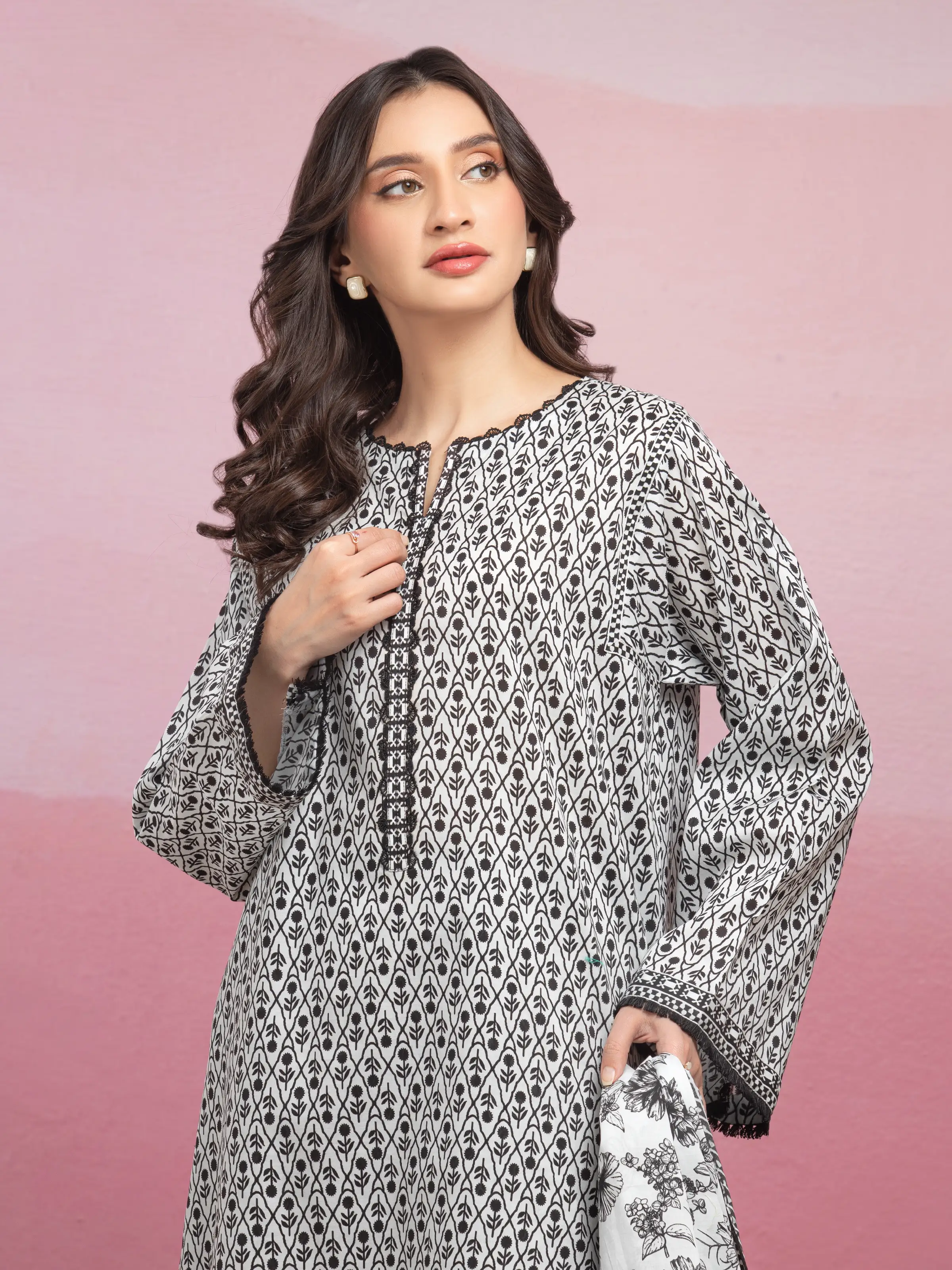 Printed Lawn Suit - EWU5A1-35106-3P - Image 3