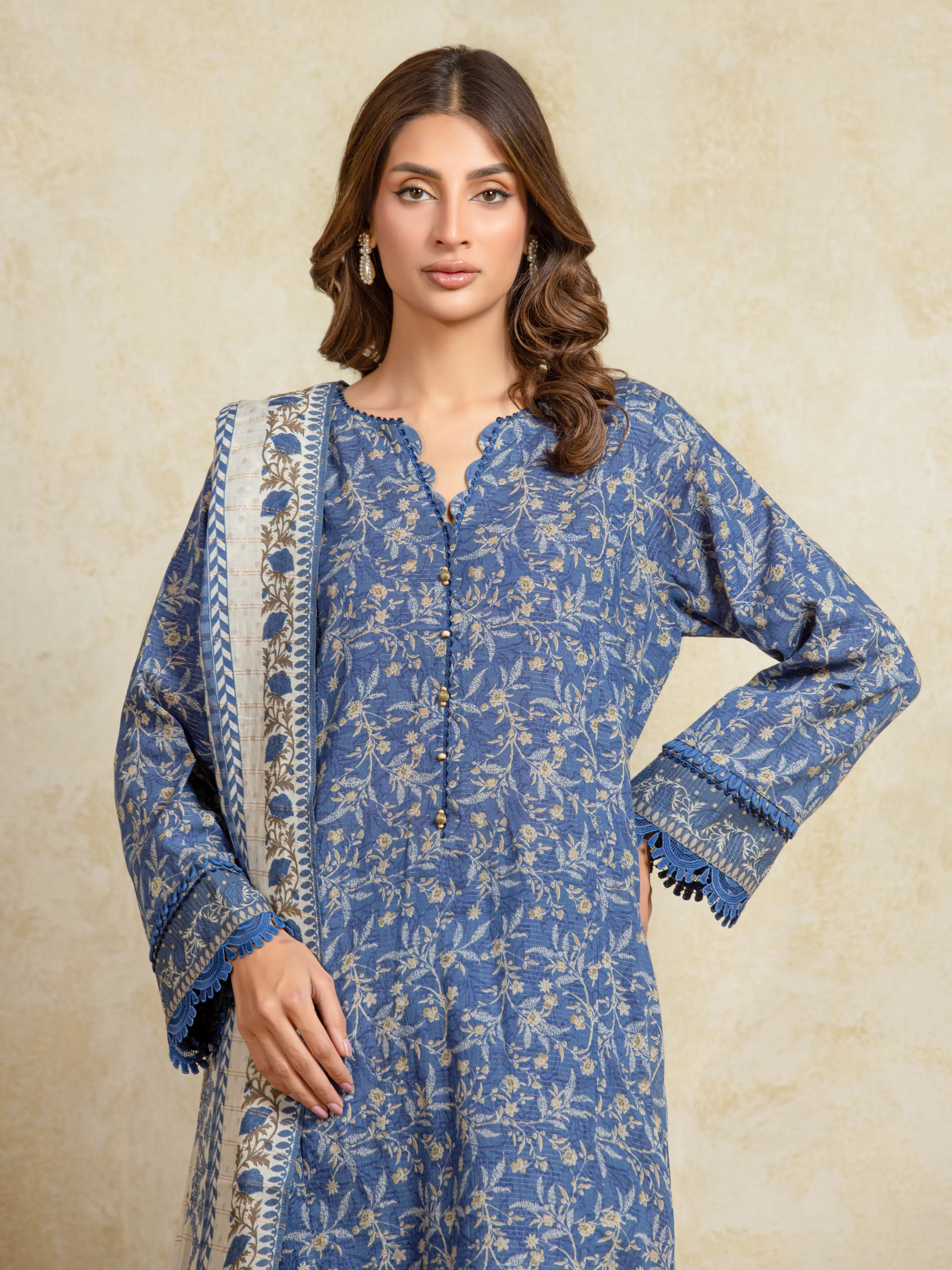 Printed Zari Lawn Suit - EWU5M6-004-3P - Image 2