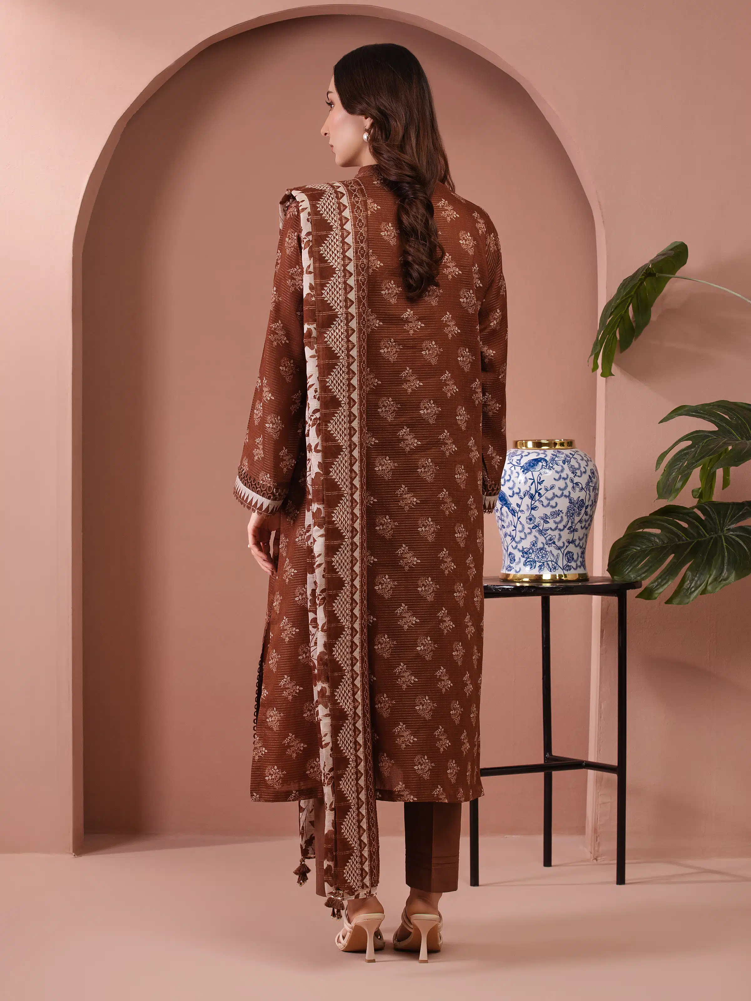 Printed Zari Lawn Suit - EWU5M6-017-3P - Image 5