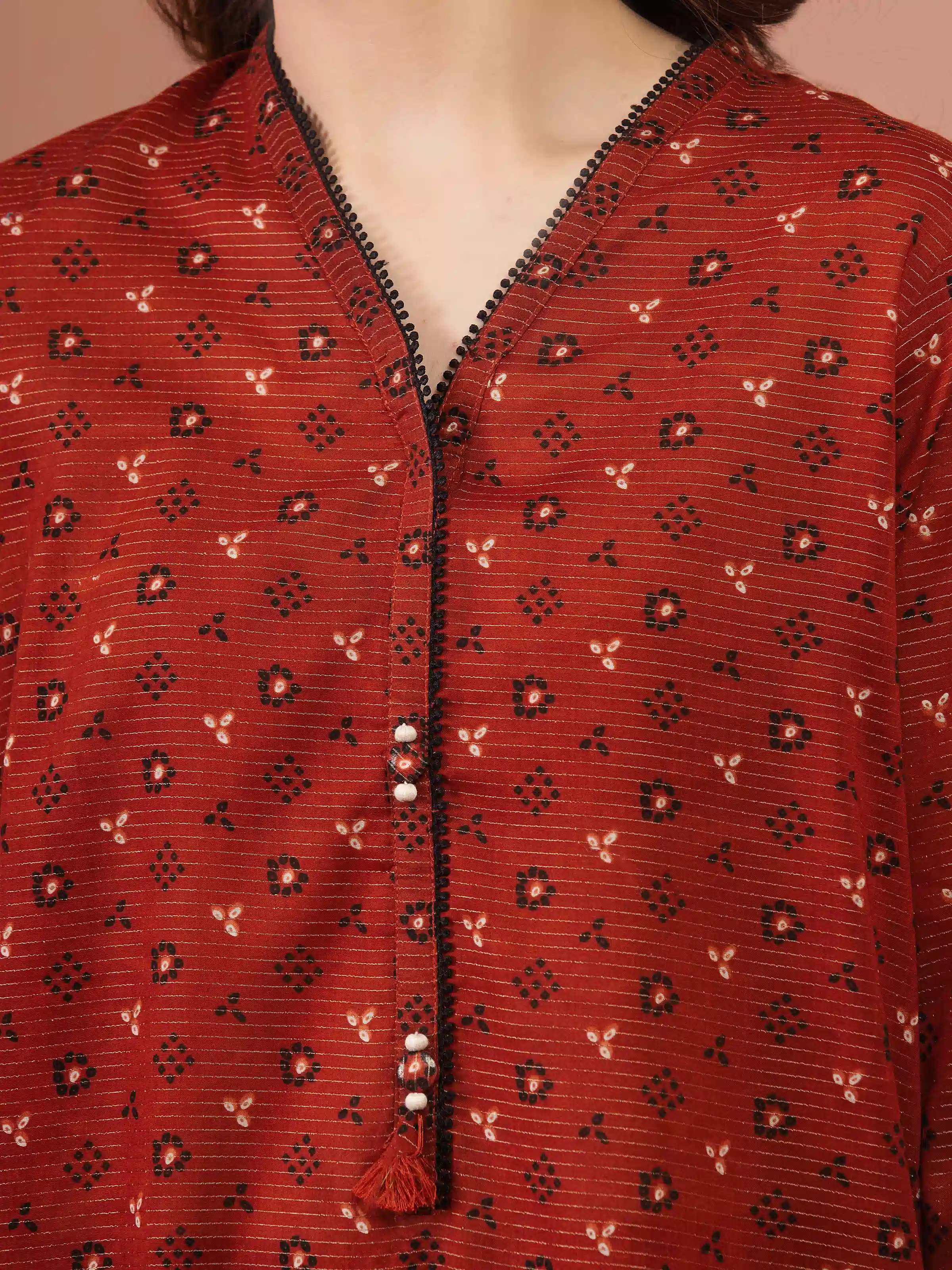 Printed Zari Lawn Suit - EWU5M6-015-3P - Image 3