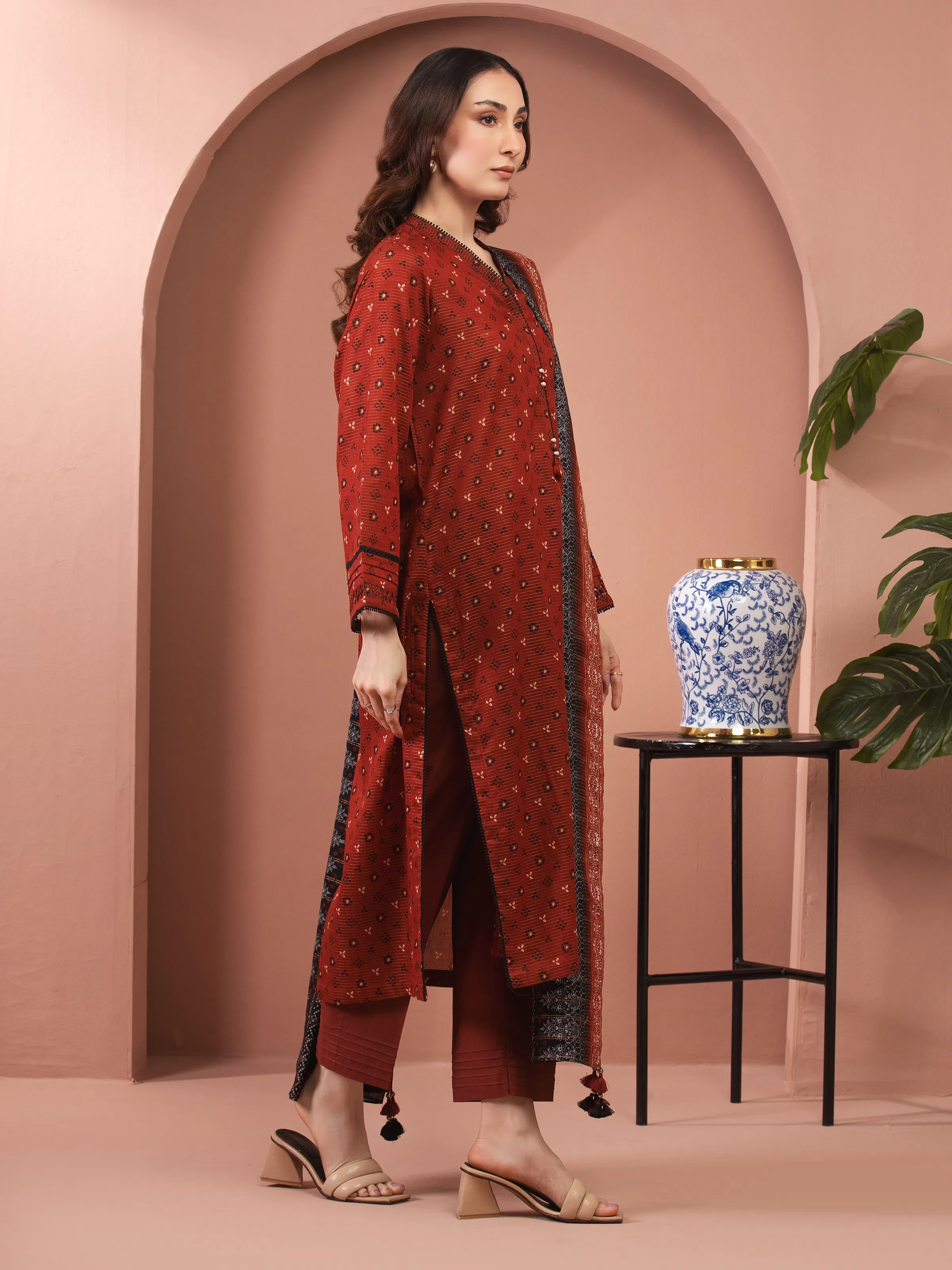 Printed Zari Lawn Suit - EWU5M6-015-3P - Image 4