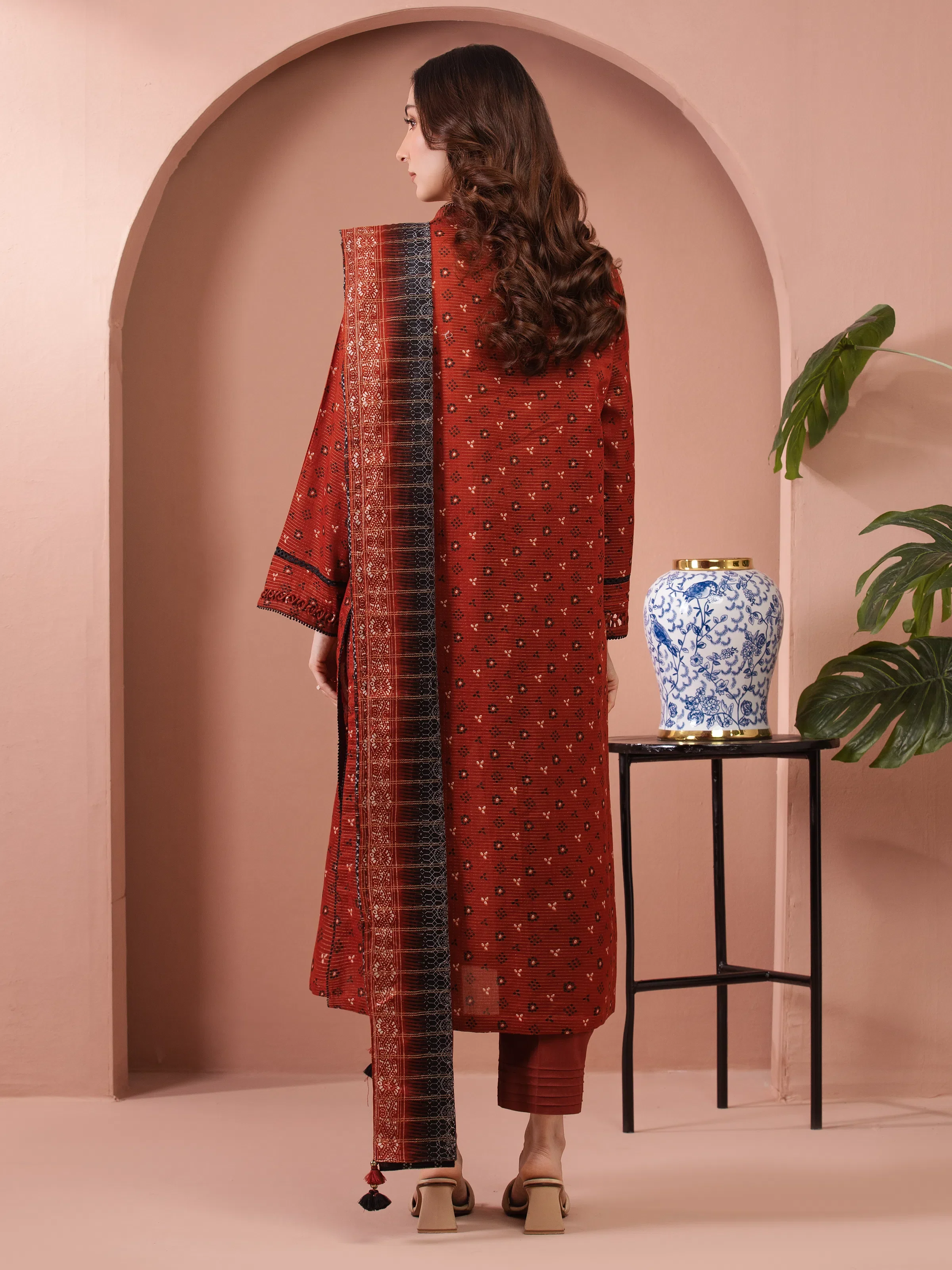 Printed Zari Lawn Suit - EWU5M6-015-3P - Image 5